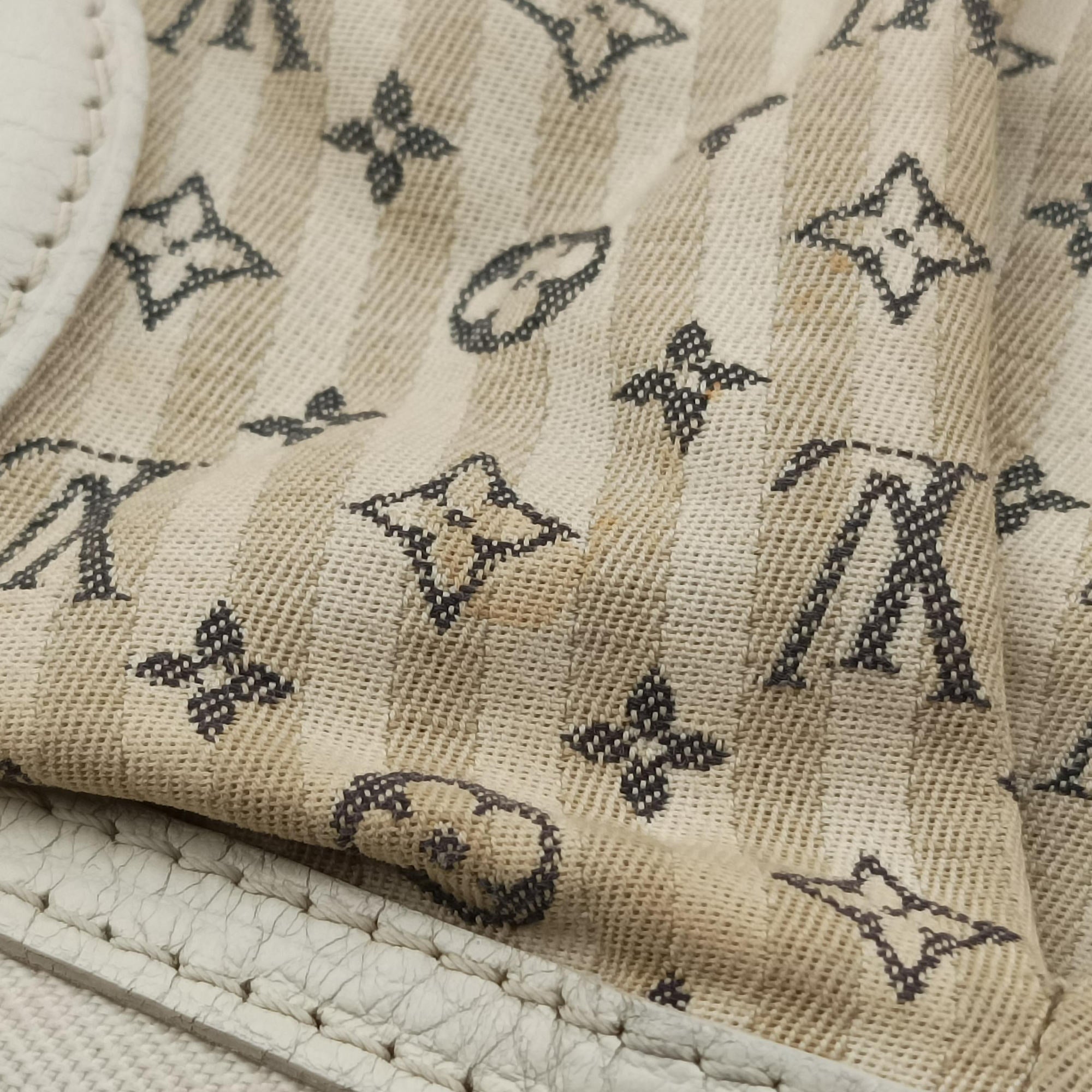 Pre-owned Louis Vuitton Marina GM Blanc Monogram Mini Lin Croisette M95492 shoulderbag | stylenewstar