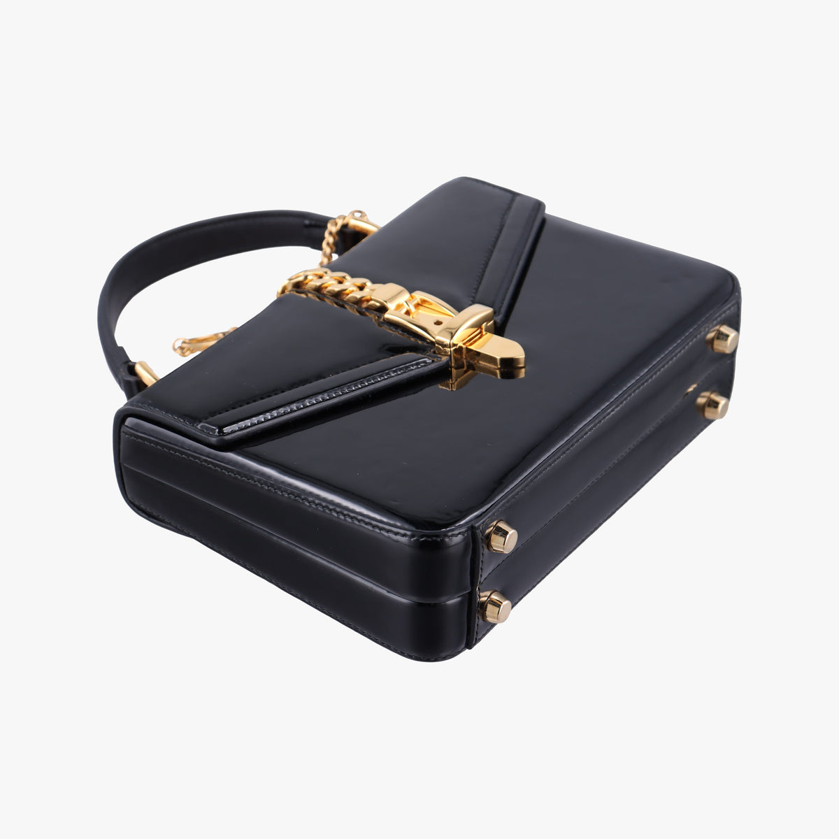Pre-owned Gucci Sylvie Black Patent 589479 shoulderbag | stylenewstar