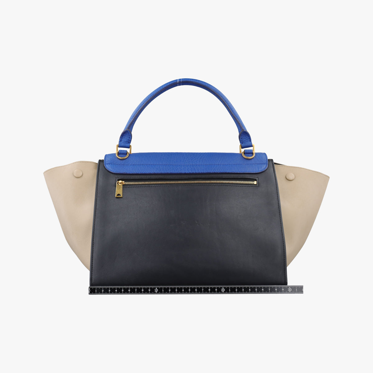 Pre-owned Celine Trapèze Beige×blue×black Leather  shoulderbag | stylenewstar