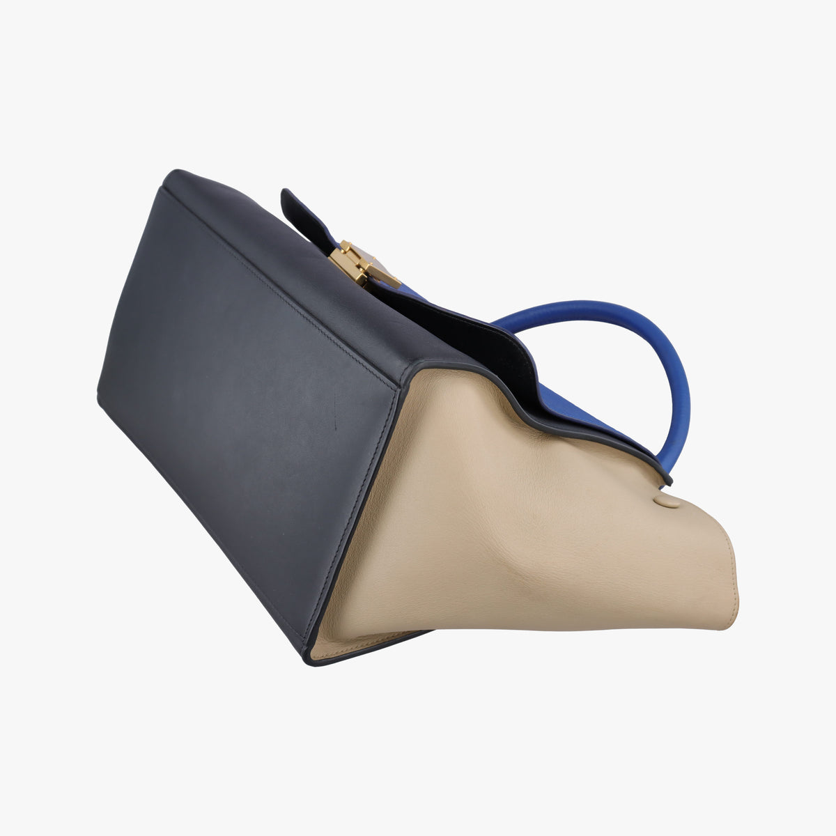 Pre-owned Celine Trapèze Beige×blue×black Leather  shoulderbag | stylenewstar
