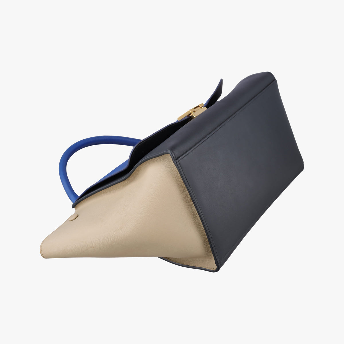 Pre-owned Celine Trapèze Beige×blue×black Leather  shoulderbag | stylenewstar