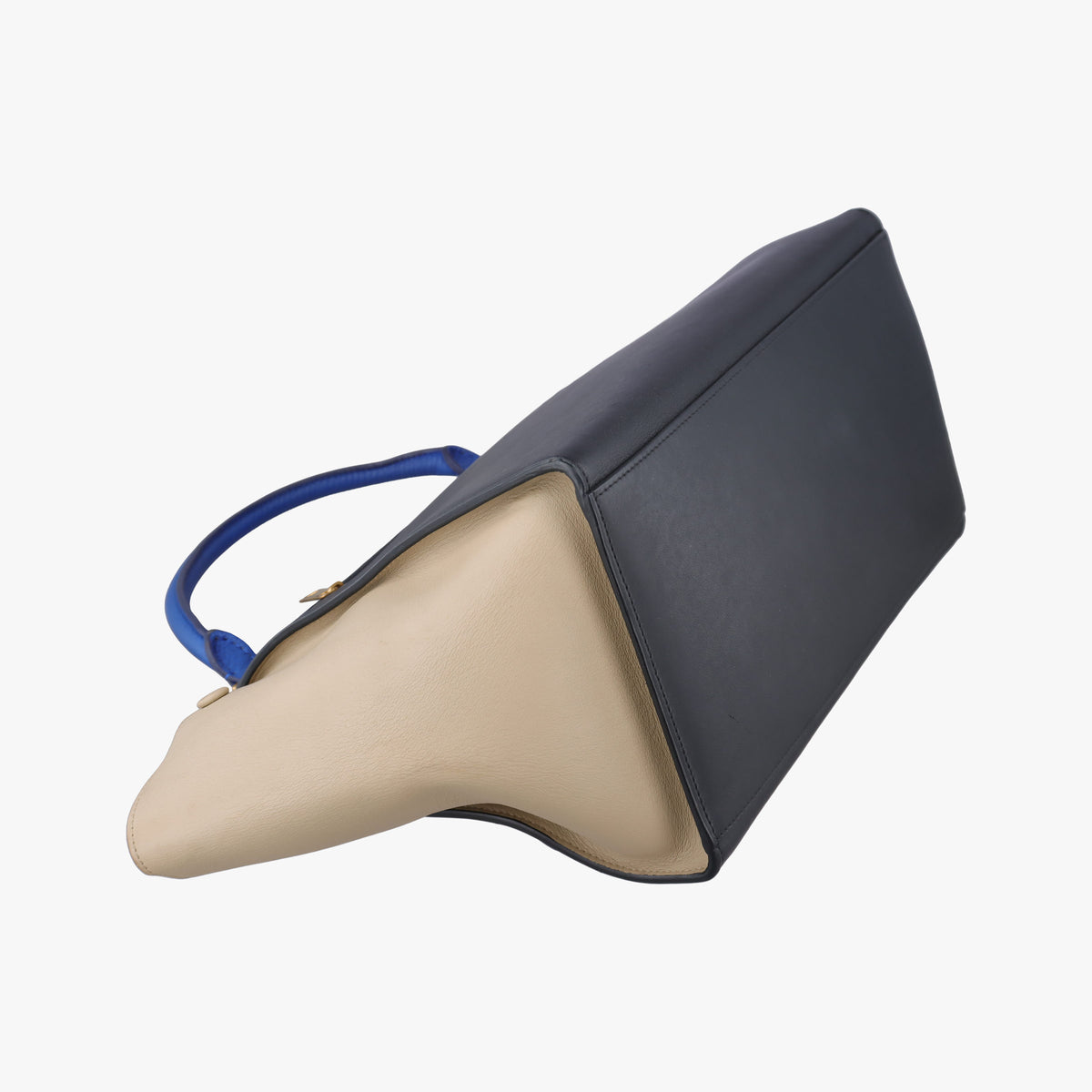 Pre-owned Celine Trapèze Beige×blue×black Leather  shoulderbag | stylenewstar