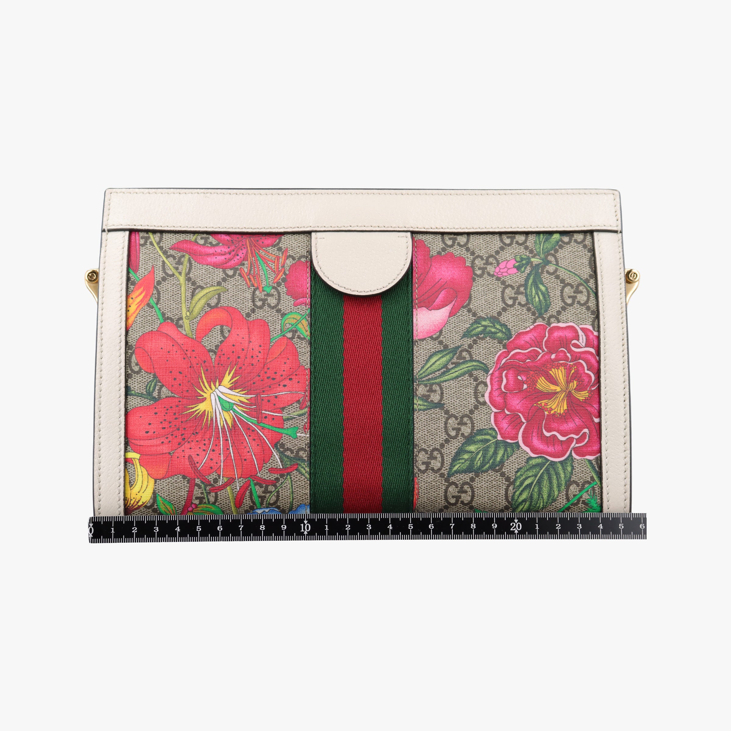 Pre-owned Gucci Ophidia Beige×White×Multicolor PVC coated canvas×Leather 503877 shoulderbag | stylenewstar