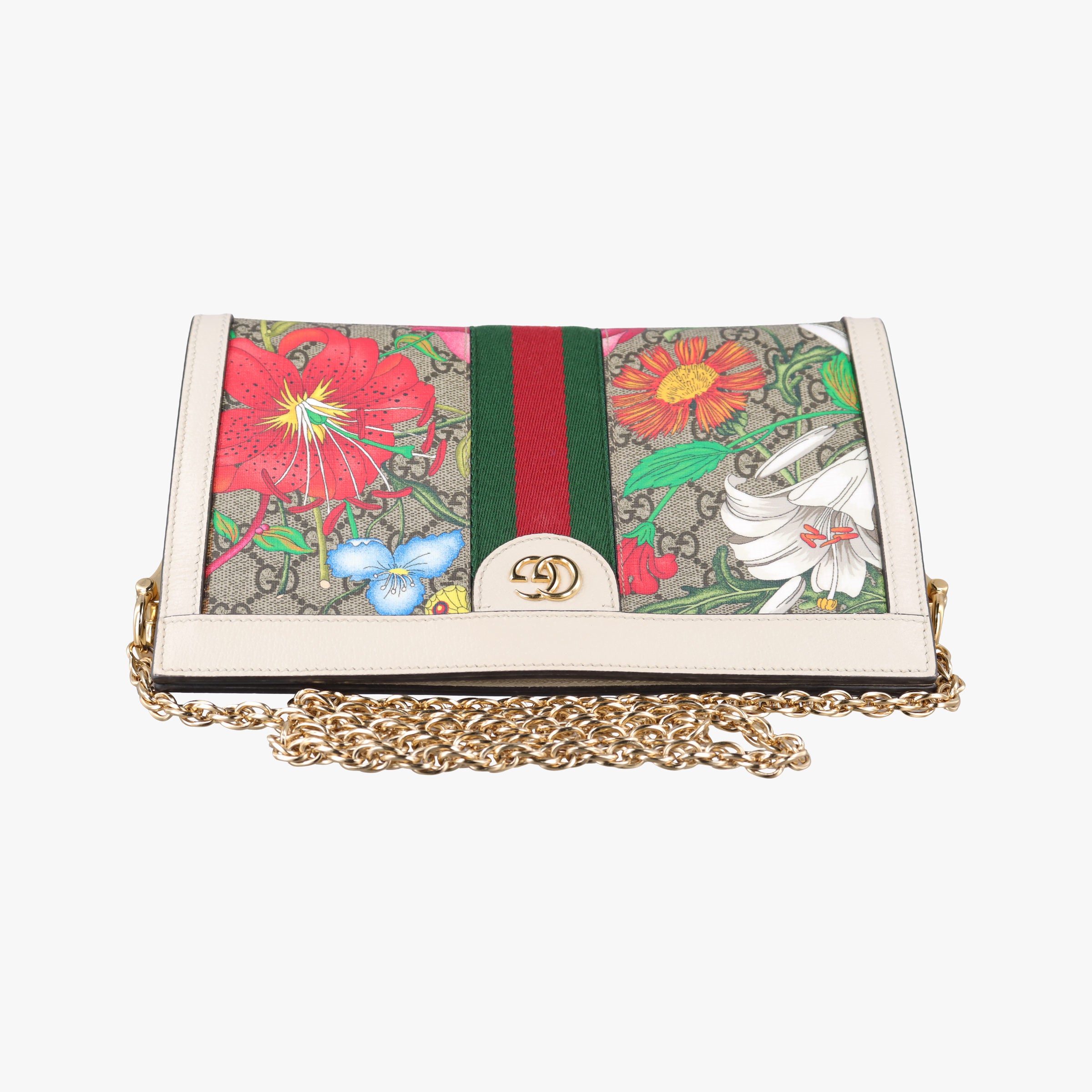Pre-owned Gucci Ophidia Beige×White×Multicolor PVC coated canvas×Leather 503877 shoulderbag | stylenewstar