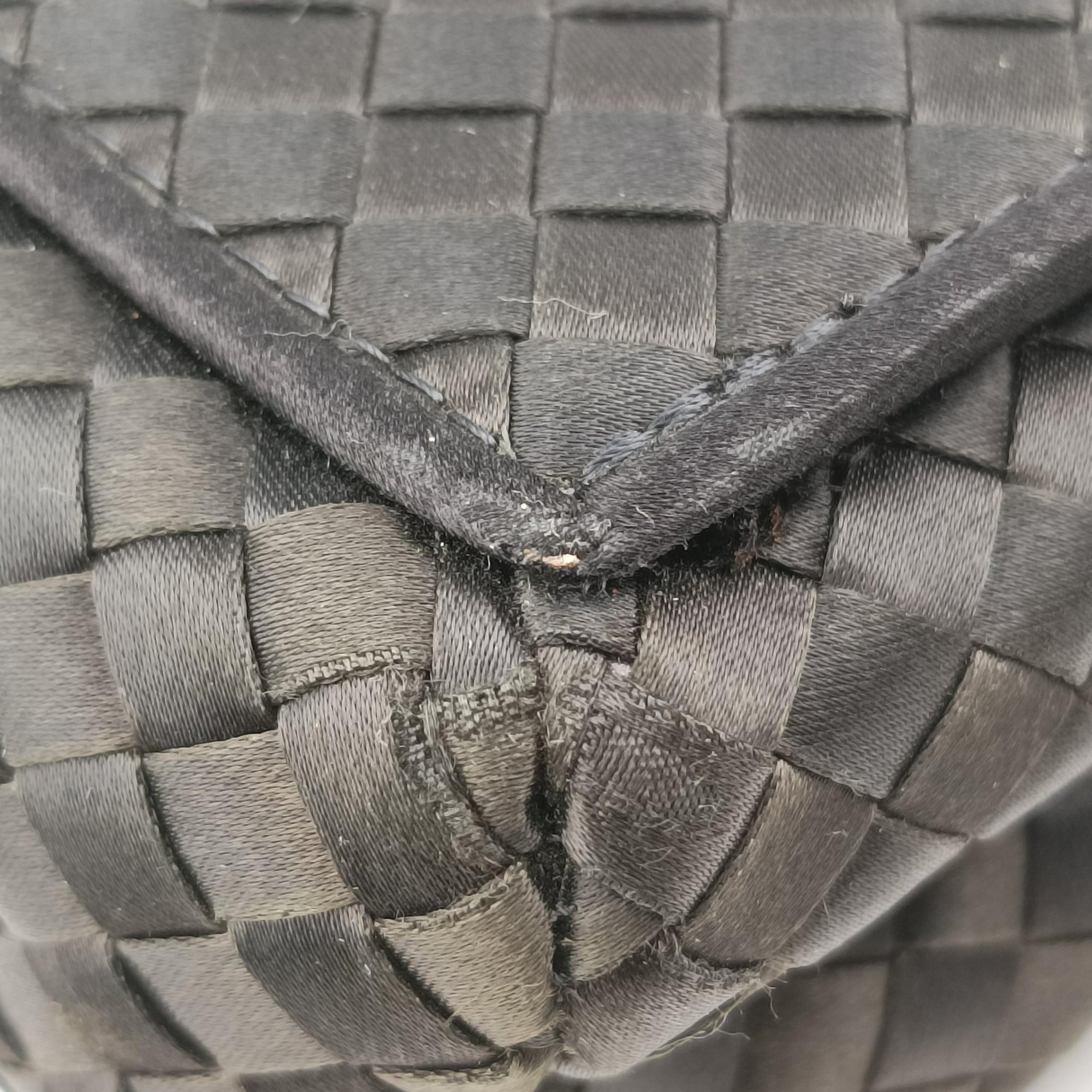 Pre-owned Bottega Veneta Intrecciato Satin Knot Flap Black Satin  shoulderbag | stylenewstar
