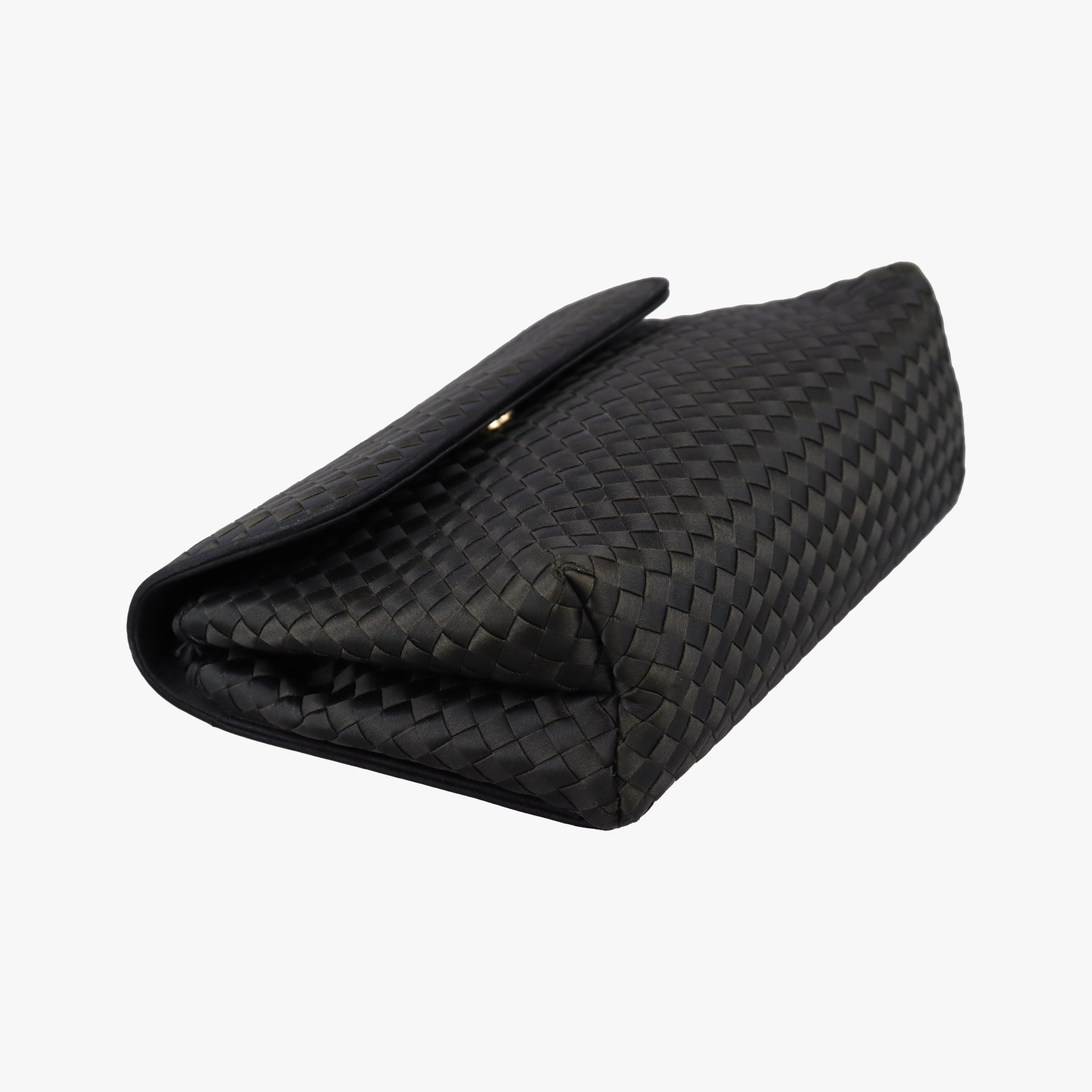 Pre-owned Bottega Veneta Intrecciato Satin Knot Flap Black Satin  shoulderbag | stylenewstar