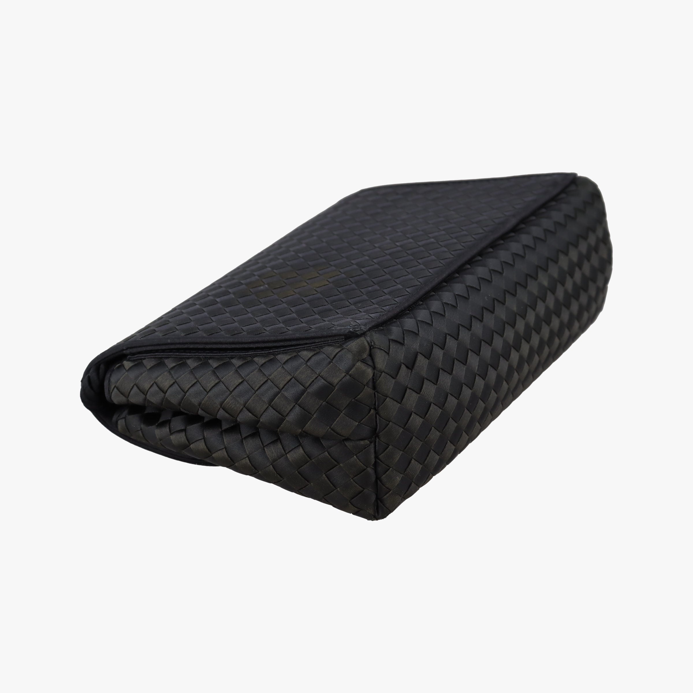 Pre-owned Bottega Veneta Intrecciato Satin Knot Flap Black Satin  shoulderbag | stylenewstar