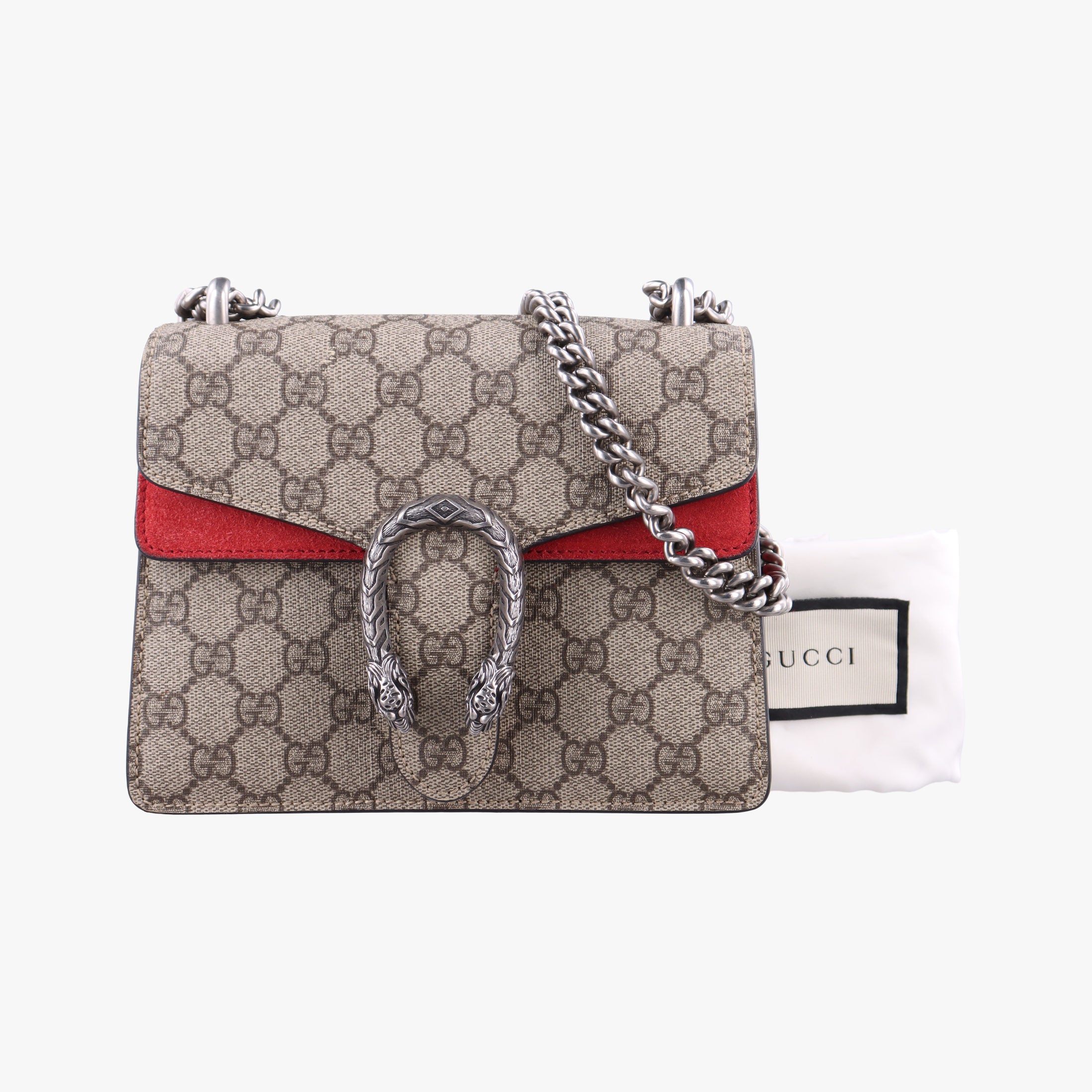 Pre-owned Gucci Dionysus beige×red PVC coated canvas × suede 421970 shoulderbag | stylenewstar
