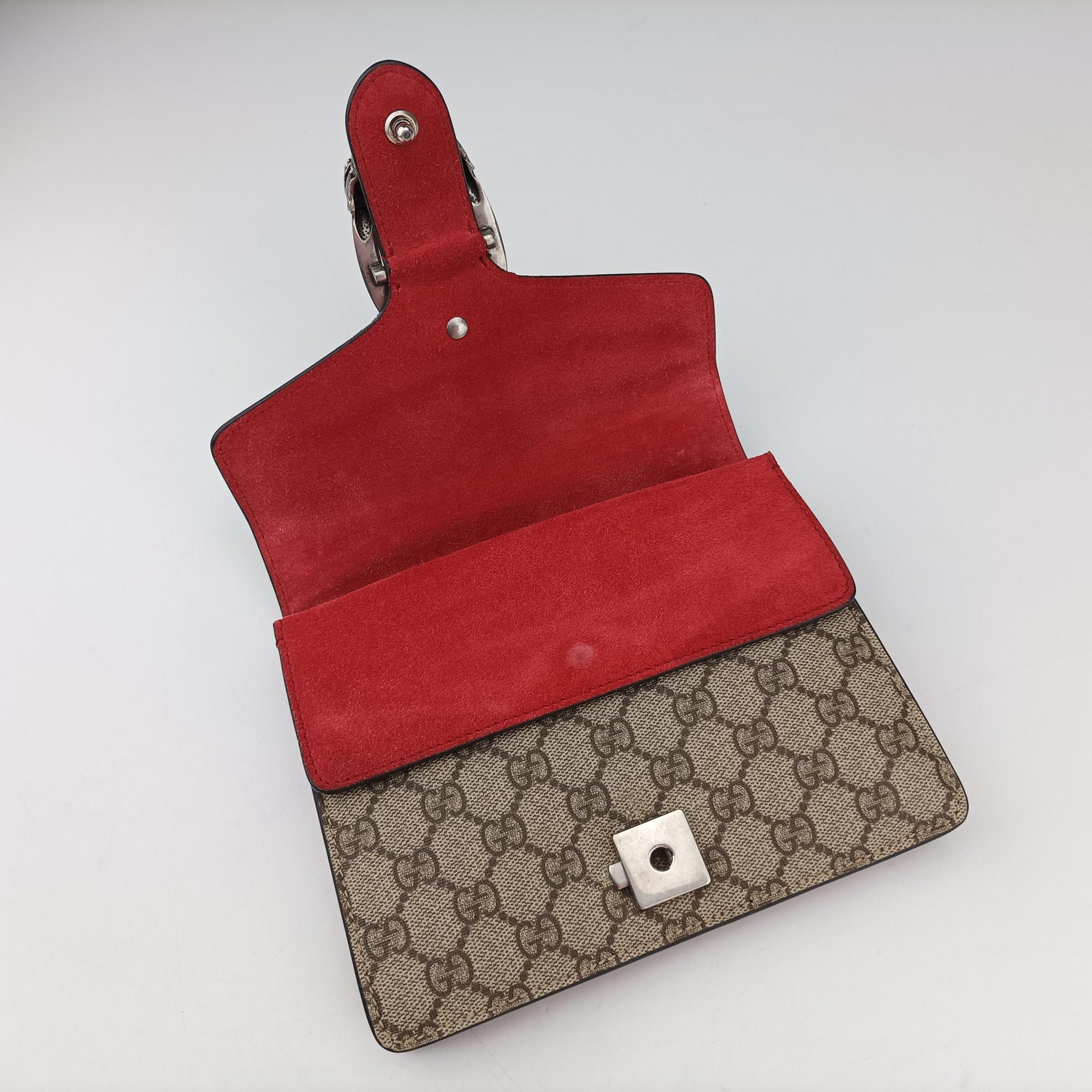 Pre-owned Gucci Dionysus beige×red PVC coated canvas × suede 421970 shoulderbag | stylenewstar