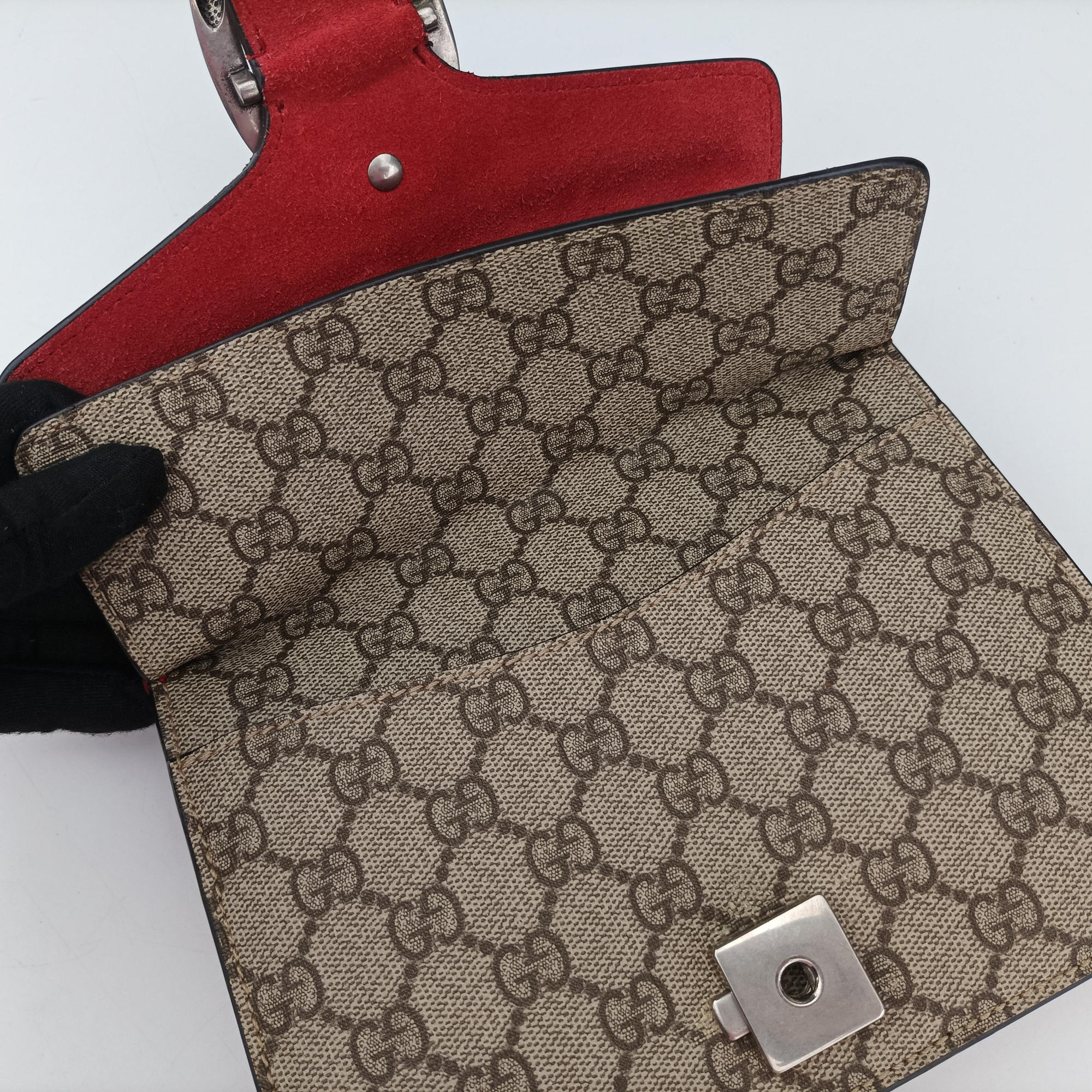 Pre-owned Gucci Dionysus beige×red PVC coated canvas × suede 421970 shoulderbag | stylenewstar