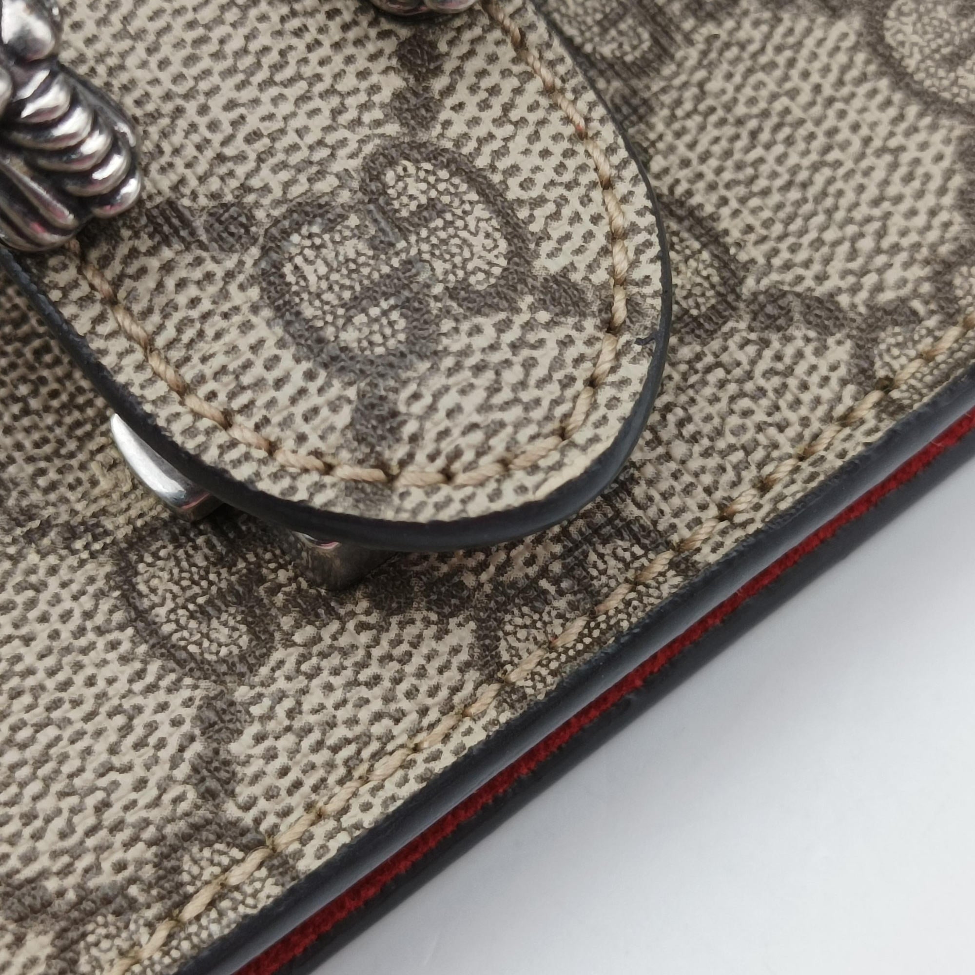 Pre-owned Gucci Dionysus beige×red PVC coated canvas × suede 421970 shoulderbag | stylenewstar
