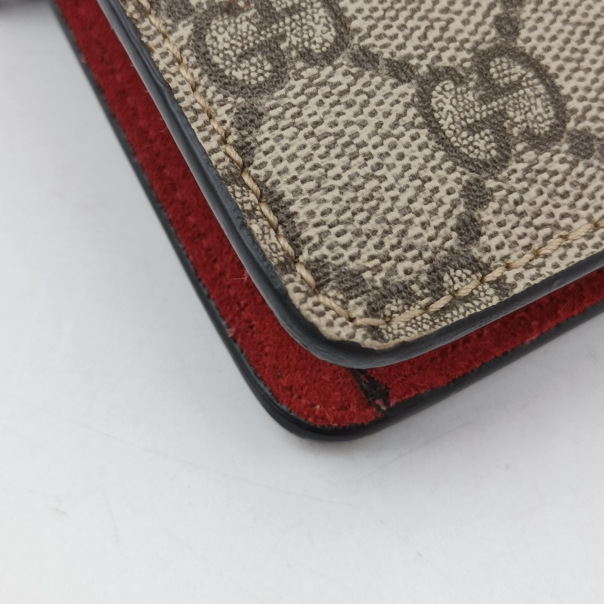 Pre-owned Gucci Dionysus beige×red PVC coated canvas × suede 421970 shoulderbag | stylenewstar