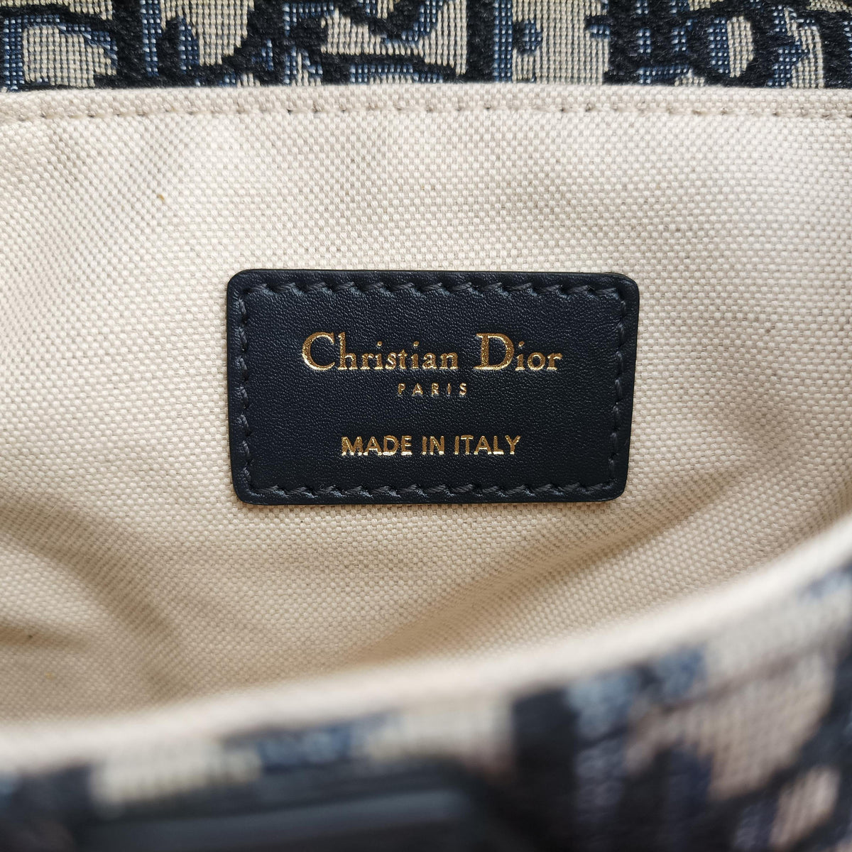 Pre-owned Christian Dior Saddle Navy Jacquard × Leather  shoulderbag | stylenewstar