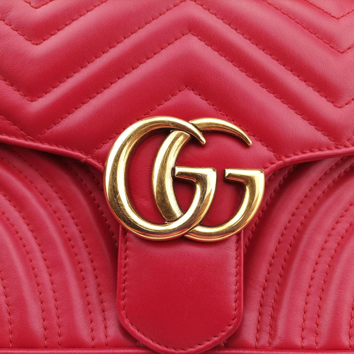 Pre-owned Gucci GG Marmont Red Leather 443497 shoulderbag | stylenewstar