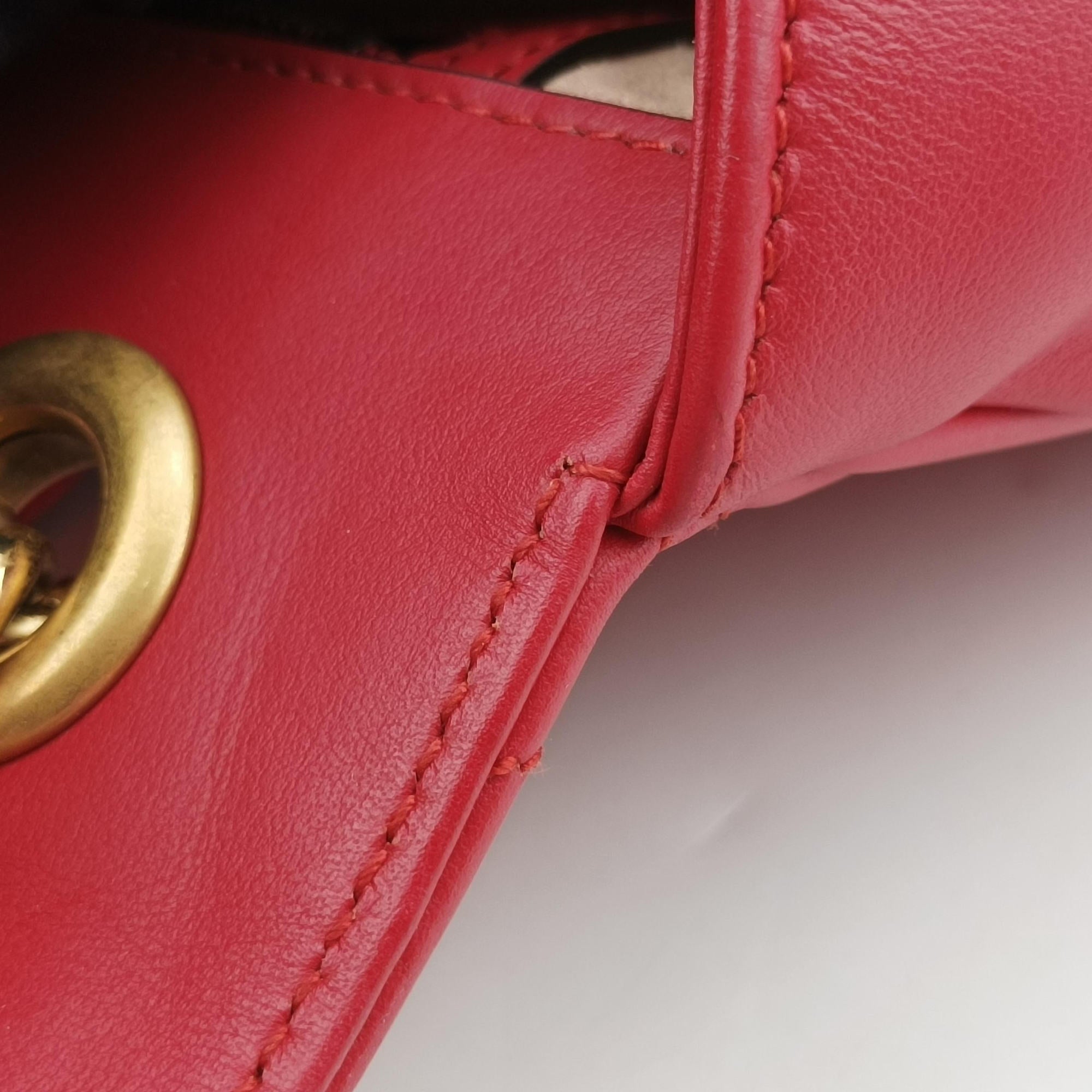 Pre-owned Gucci GG Marmont Red Leather 443497 shoulderbag | stylenewstar