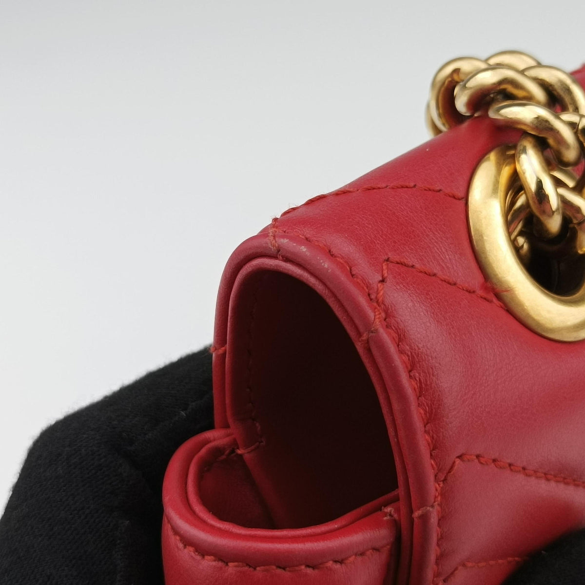 Pre-owned Gucci GG Marmont Red Leather 443497 shoulderbag | stylenewstar