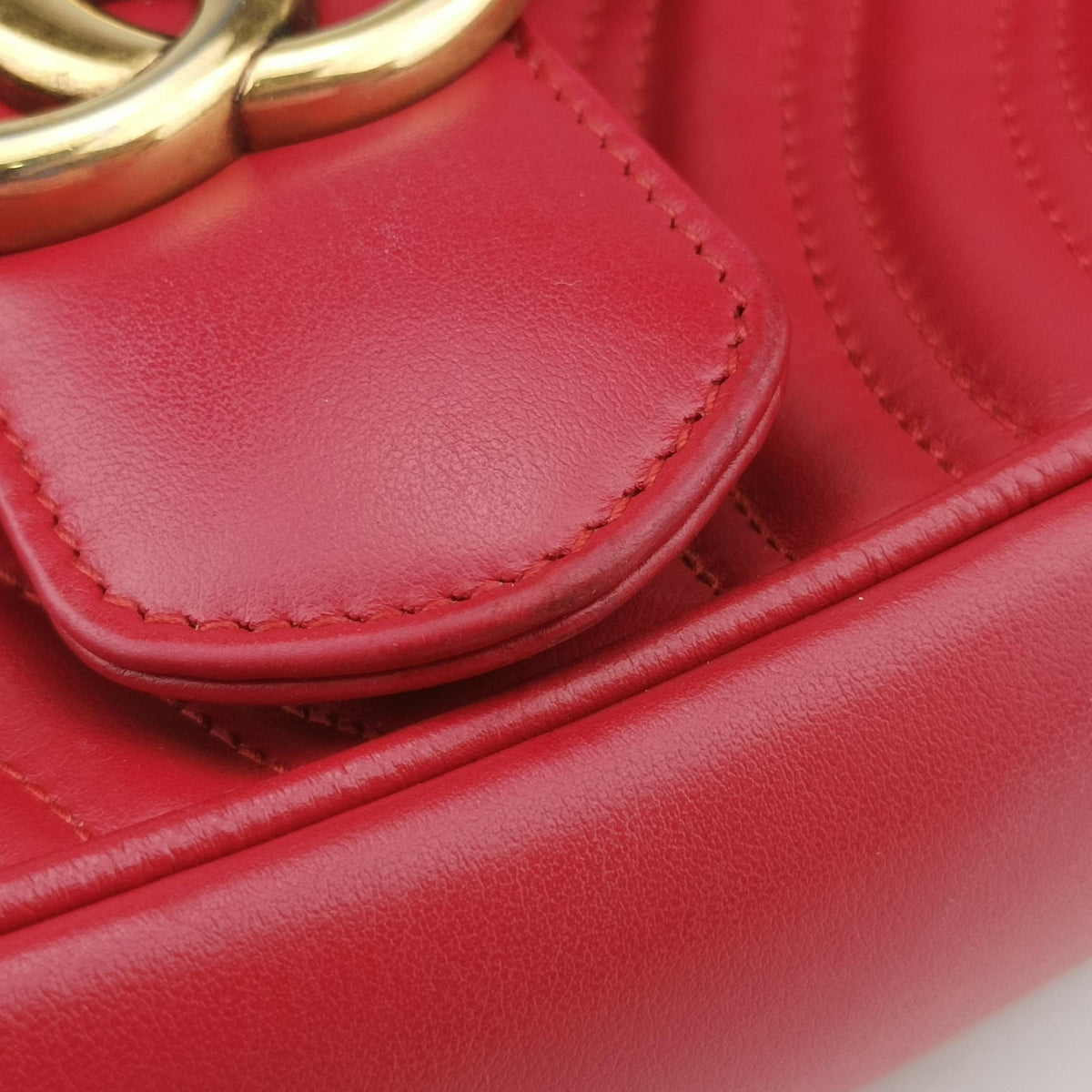 Pre-owned Gucci GG Marmont Red Leather 443497 shoulderbag | stylenewstar