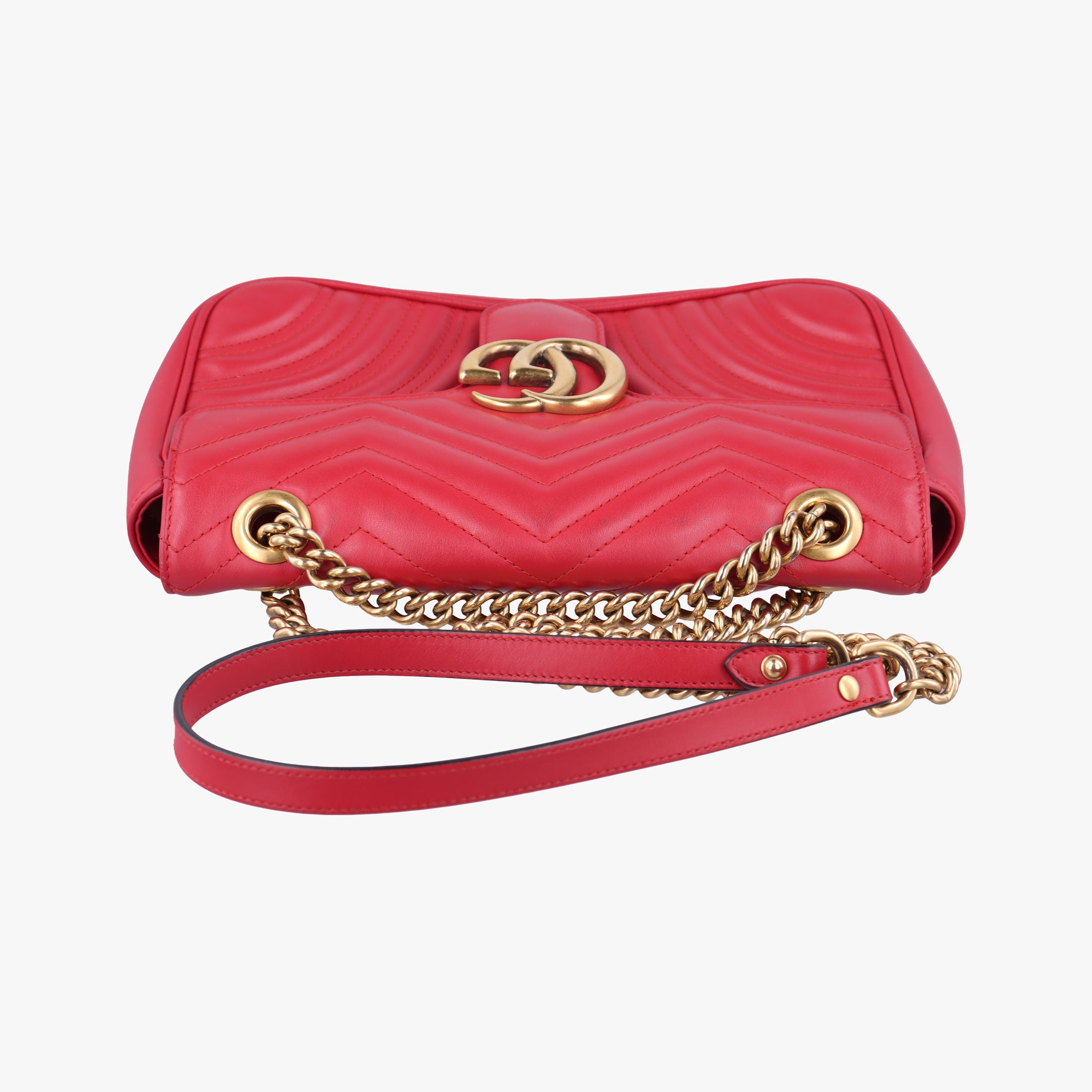 Pre-owned Gucci GG Marmont Red Leather 443497 shoulderbag | stylenewstar