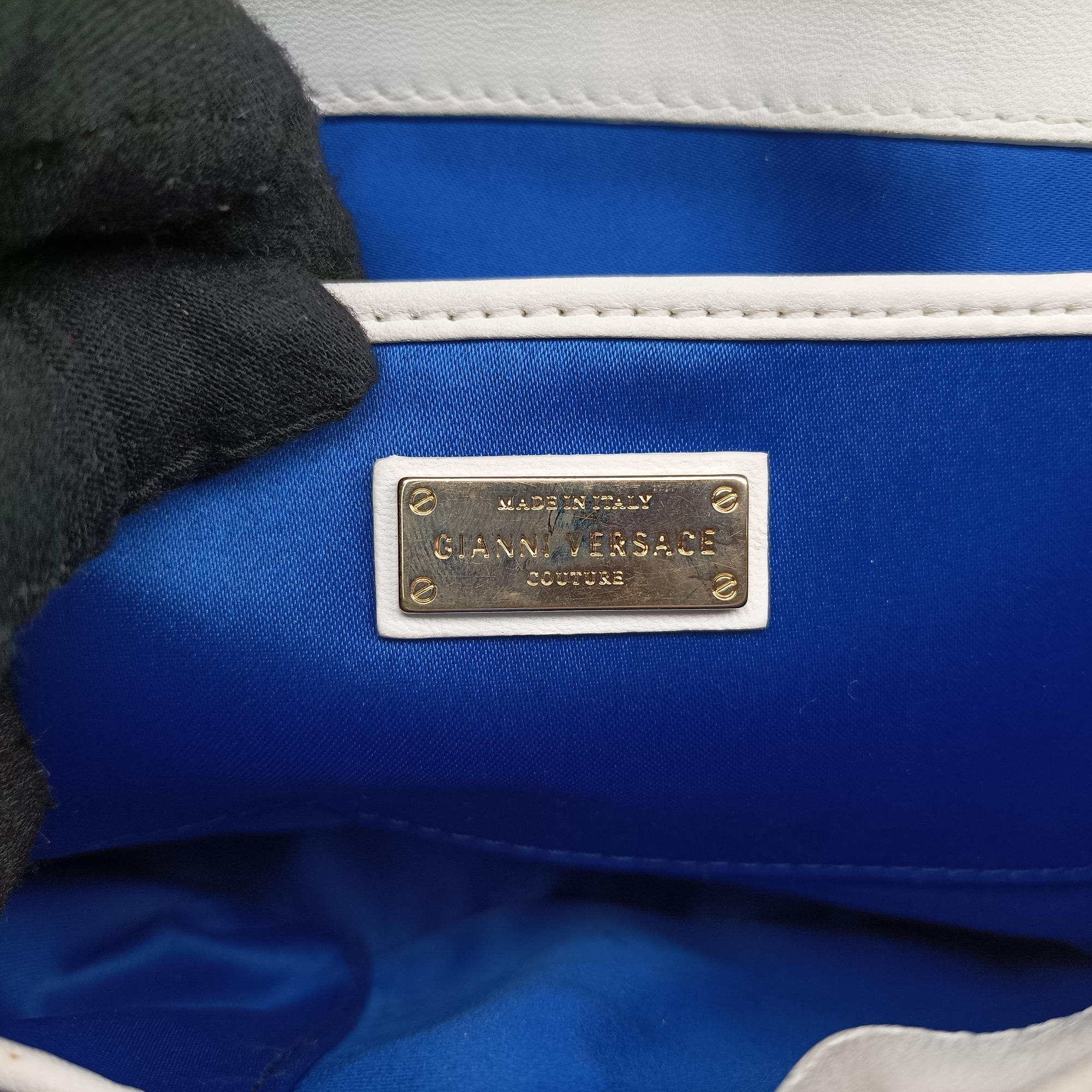Pre-owned VERSACE Greek Key Embossed Flap Yellow Patent  shoulderbag | stylenewstar