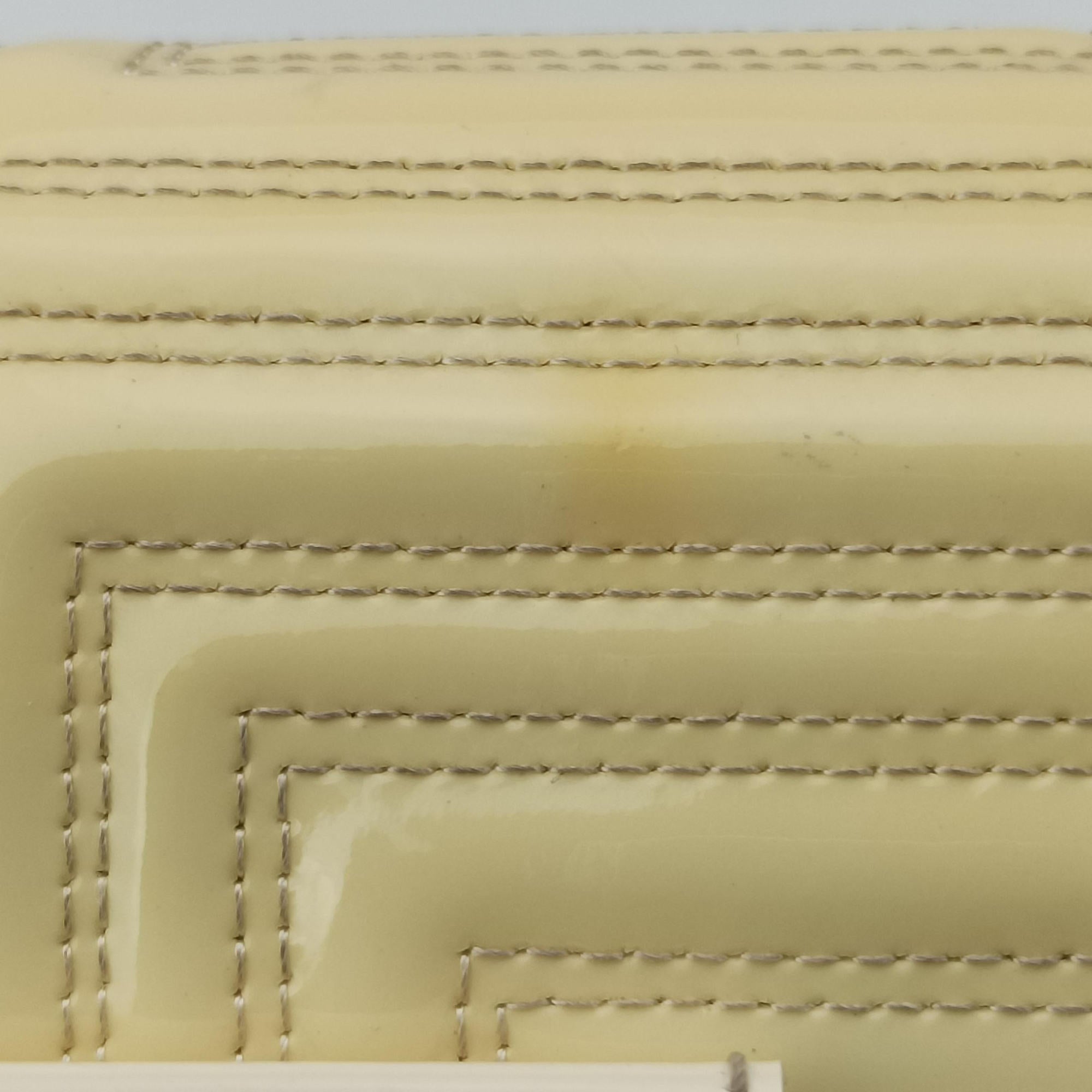 Pre-owned VERSACE Greek Key Embossed Flap Yellow Patent  shoulderbag | stylenewstar