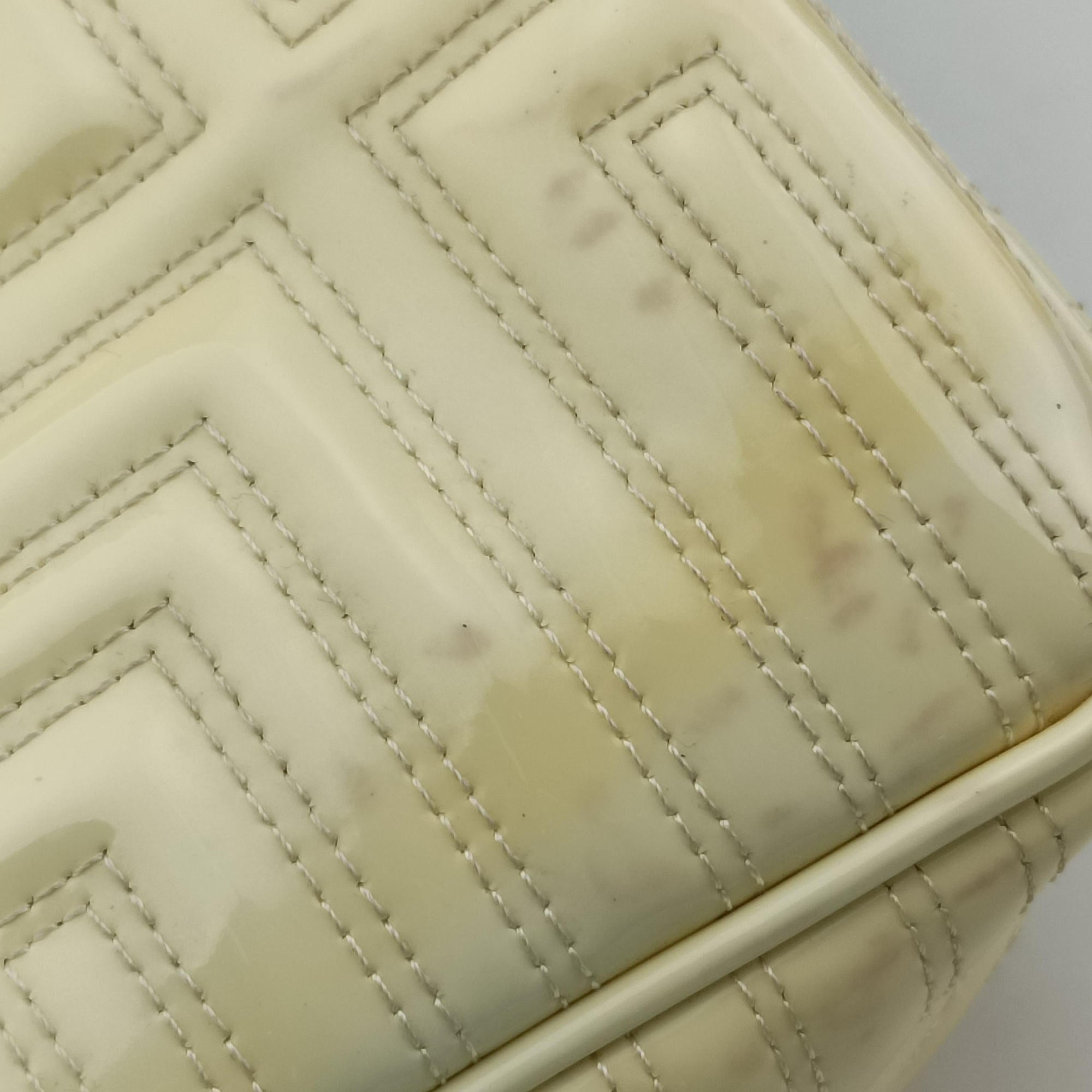 Pre-owned VERSACE Greek Key Embossed Flap Yellow Patent  shoulderbag | stylenewstar