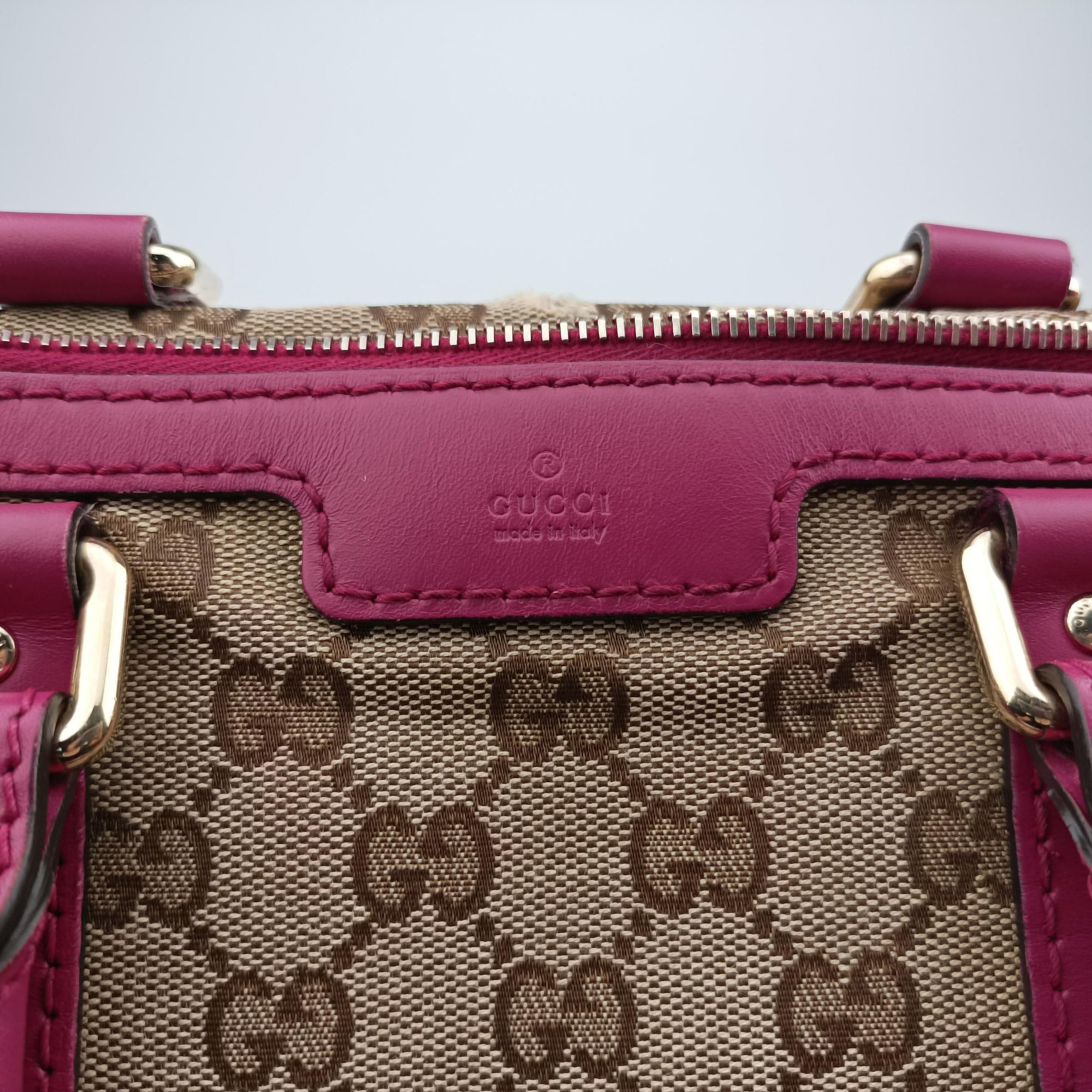 Pre-owned Gucci Sherry Line beige×rose Canvas×Leather 247205 shoulderbag | stylenewstar