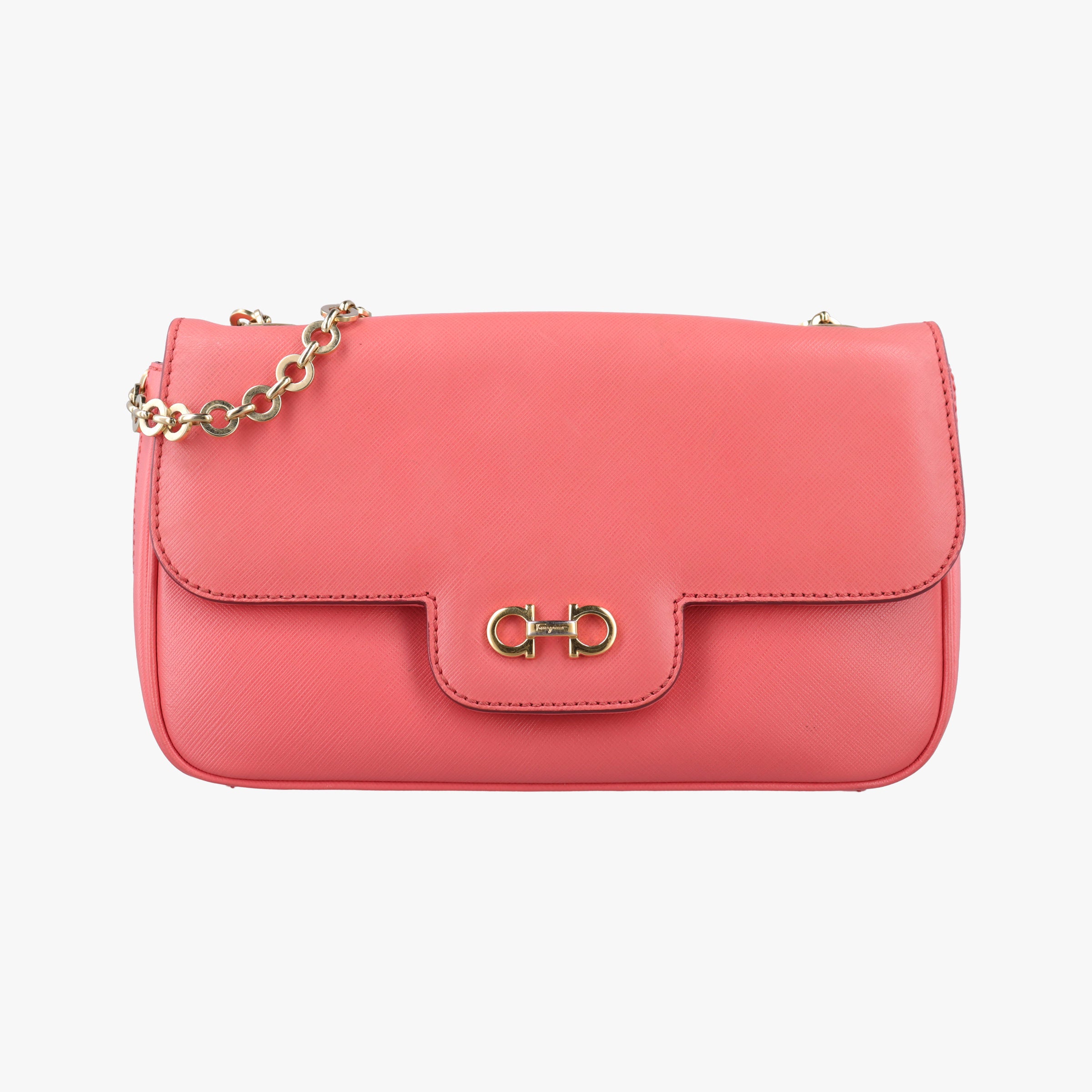 Pre-owned Ferragamo Gancini Pink Leather  shoulderbag | stylenewstar