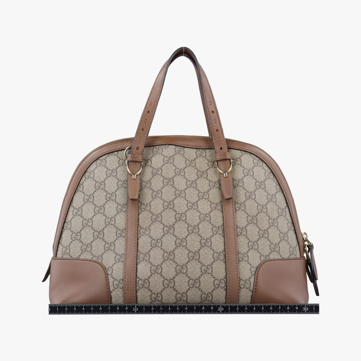 Vintage Gucci GG SUPREME DOME BEIGE×BROWN PVC coated canvas×Leather 309617 shoulderbag | stylenewstar