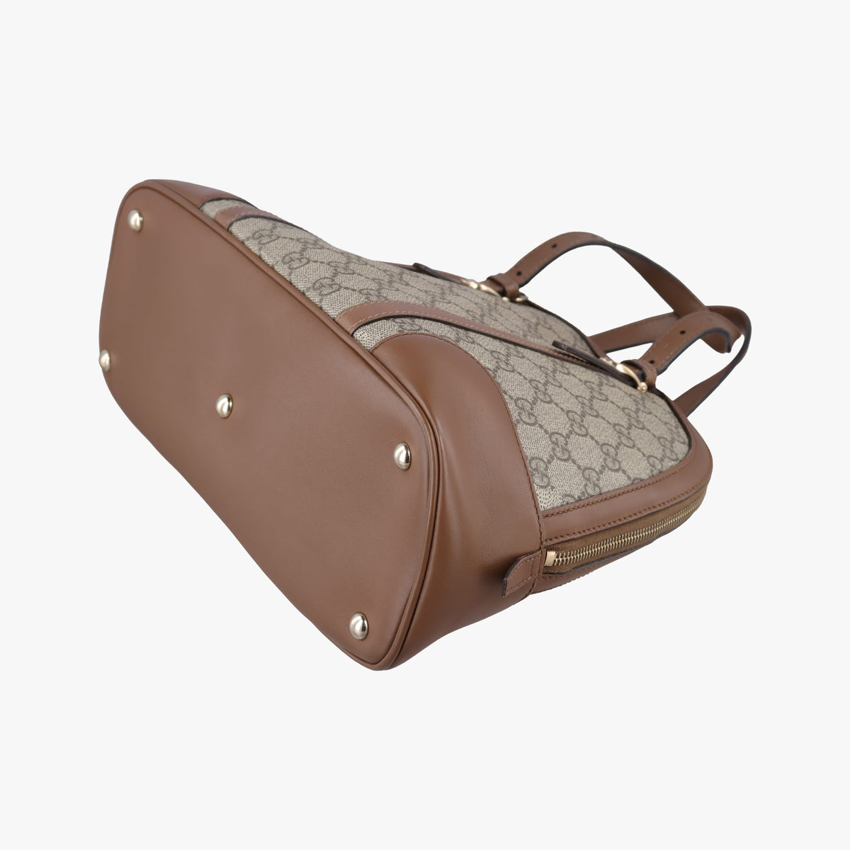 Pre-owned Gucci GG SUPREME DOME BEIGE×BROWN PVC coated canvas×Leather 309617 shoulderbag | stylenewstar