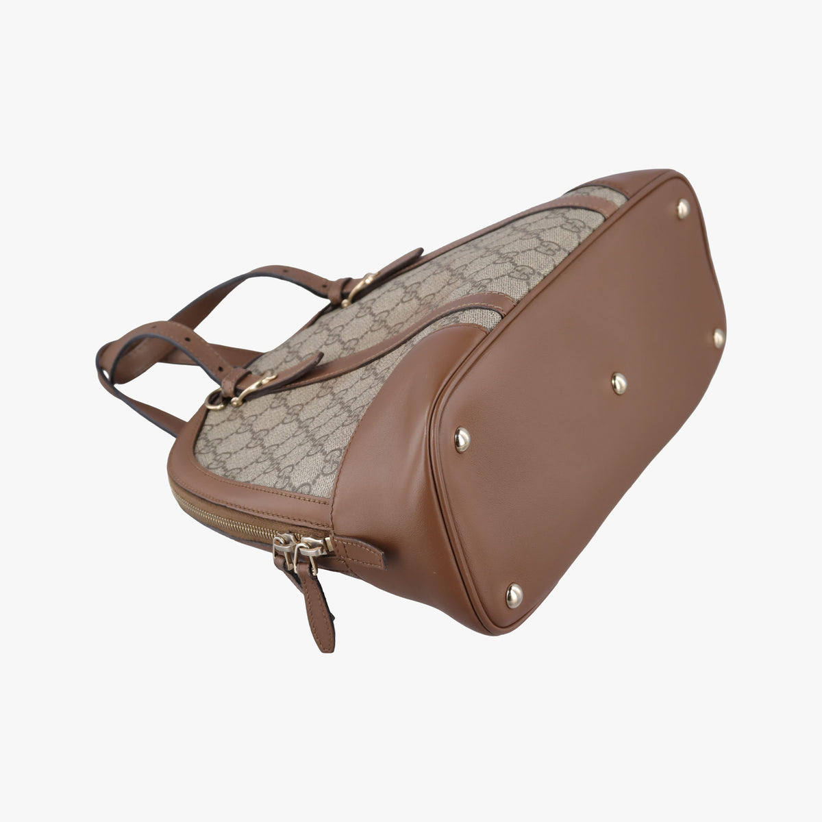 Vintage Gucci GG SUPREME DOME BEIGE×BROWN PVC coated canvas×Leather 309617 shoulderbag | stylenewstar