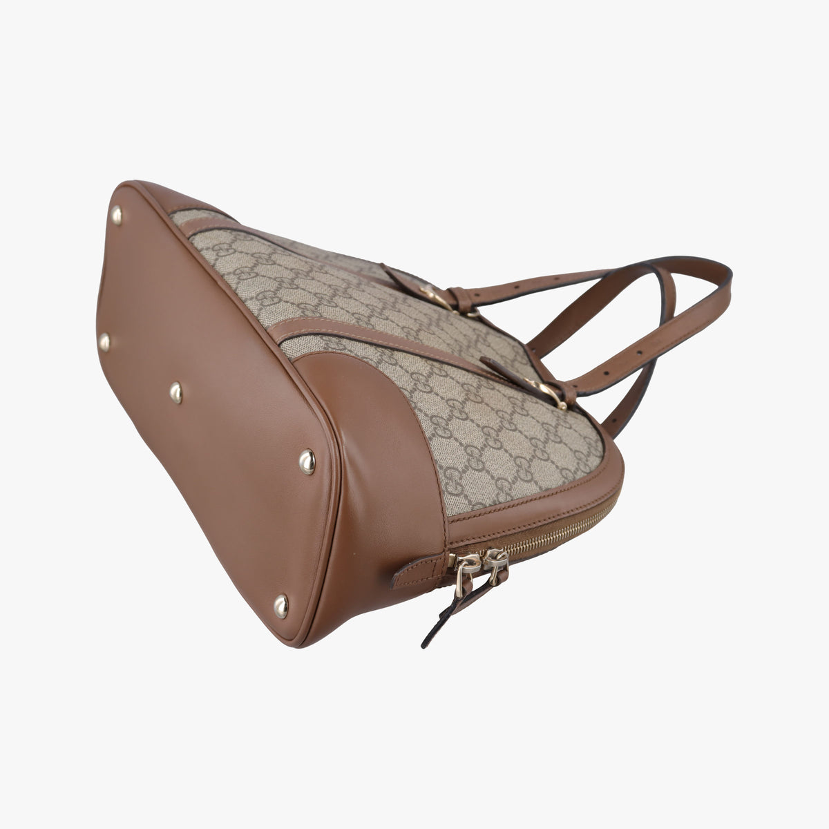 Vintage Gucci GG SUPREME DOME BEIGE×BROWN PVC coated canvas×Leather 309617 shoulderbag | stylenewstar