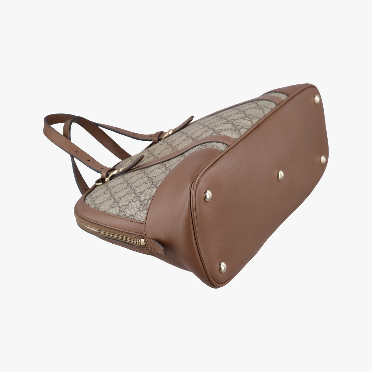 Pre-owned Gucci GG SUPREME DOME BEIGE×BROWN PVC coated canvas×Leather 309617 shoulderbag | stylenewstar