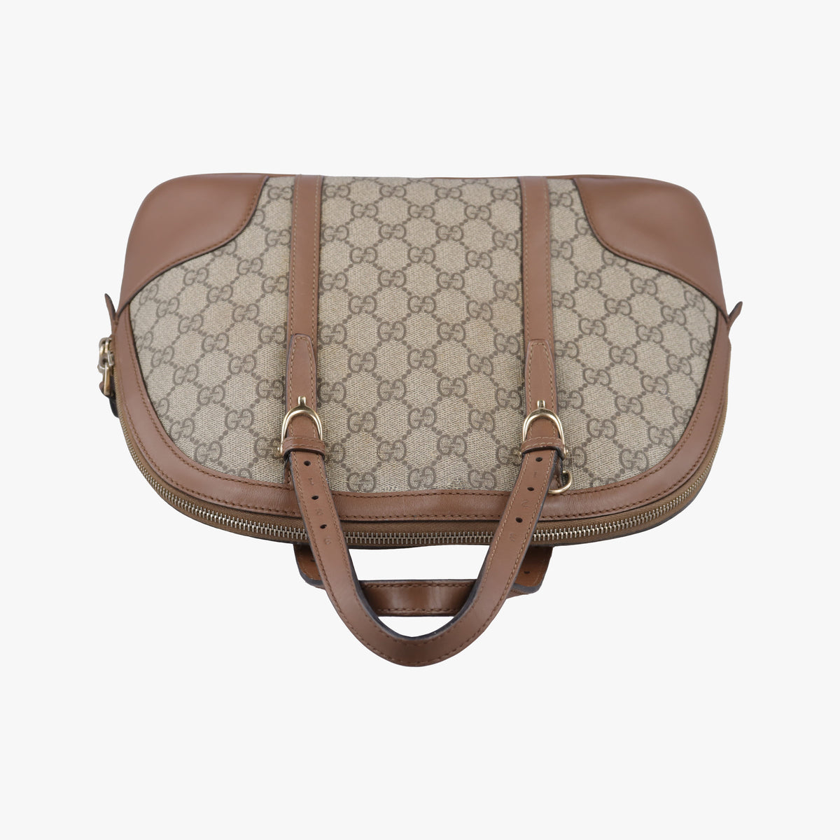Pre-owned Gucci GG SUPREME DOME BEIGE×BROWN PVC coated canvas×Leather 309617 shoulderbag | stylenewstar