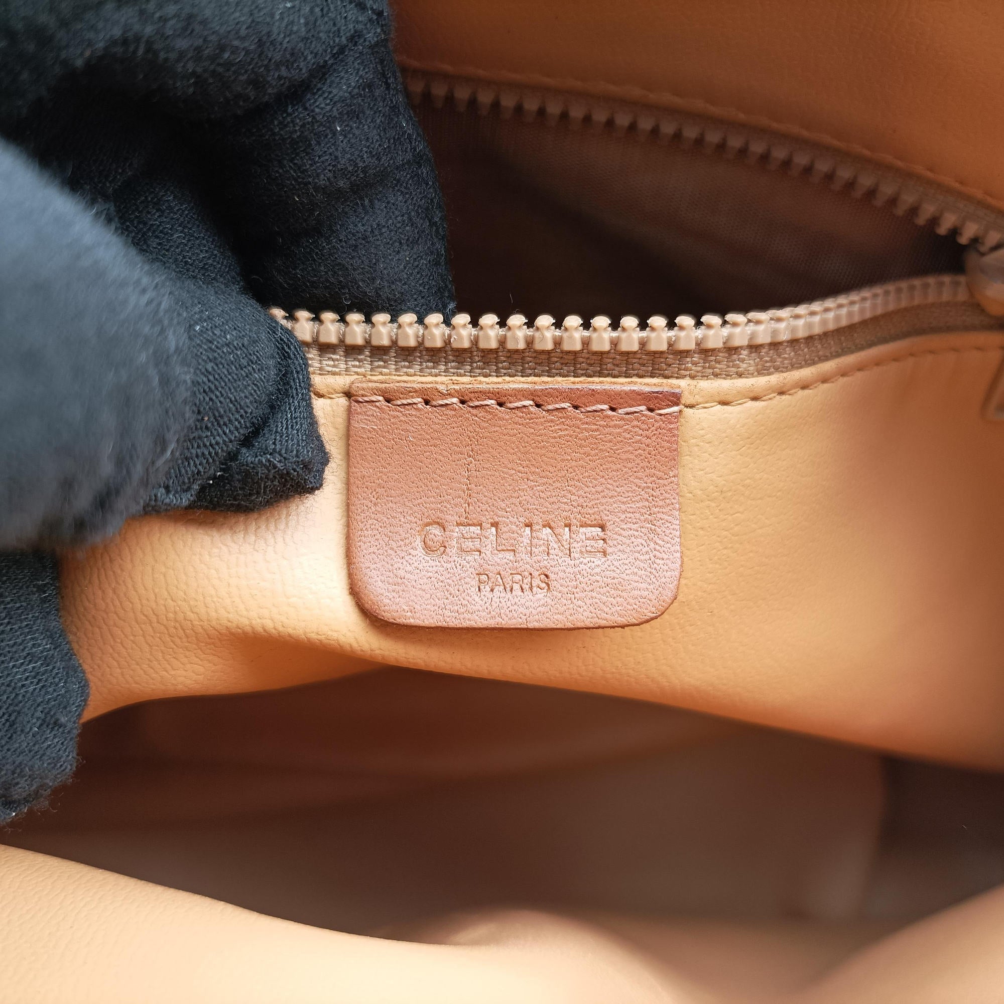 Pre-owned Celine Macadam pattern Beige×brown PVC-coated canvas×leather  handbag | stylenewstar