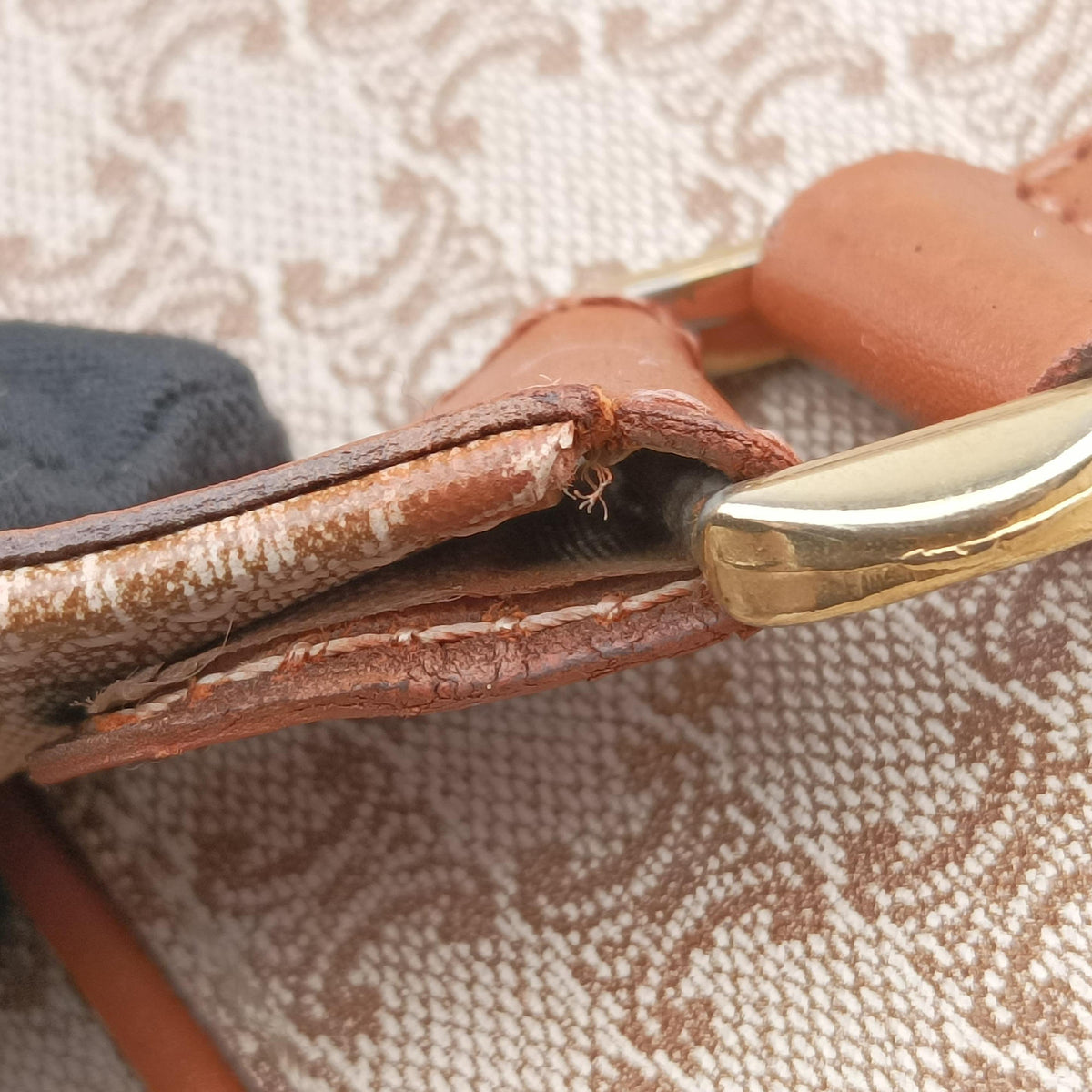 Pre-owned Celine Macadam pattern Beige×brown PVC-coated canvas×leather  handbag | stylenewstar