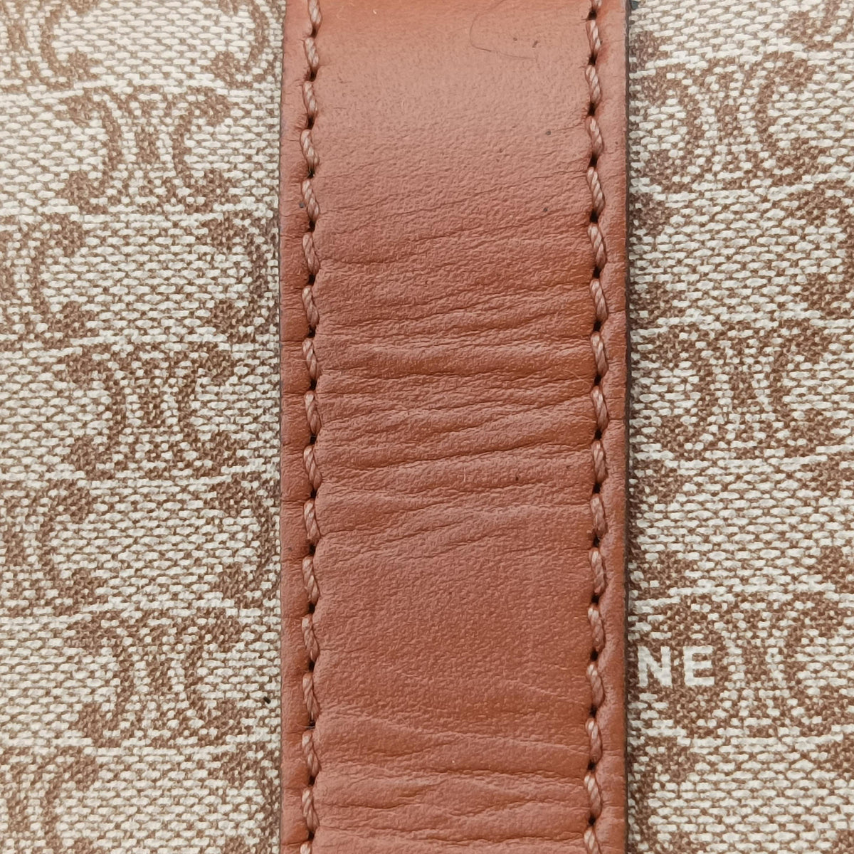 Pre-owned Celine Macadam pattern Beige×brown PVC-coated canvas×leather  handbag | stylenewstar