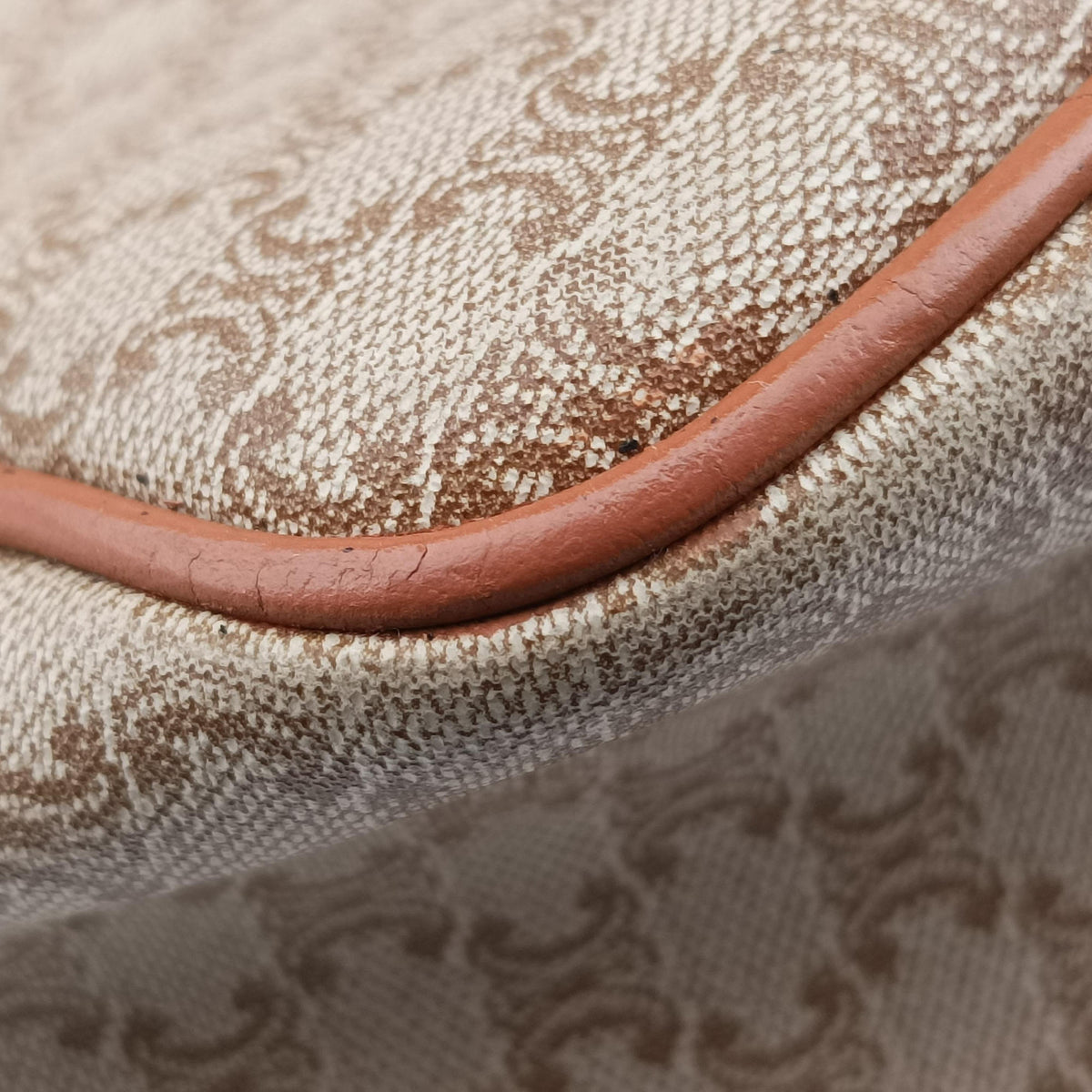 Pre-owned Celine Macadam pattern Beige×brown PVC-coated canvas×leather  handbag | stylenewstar