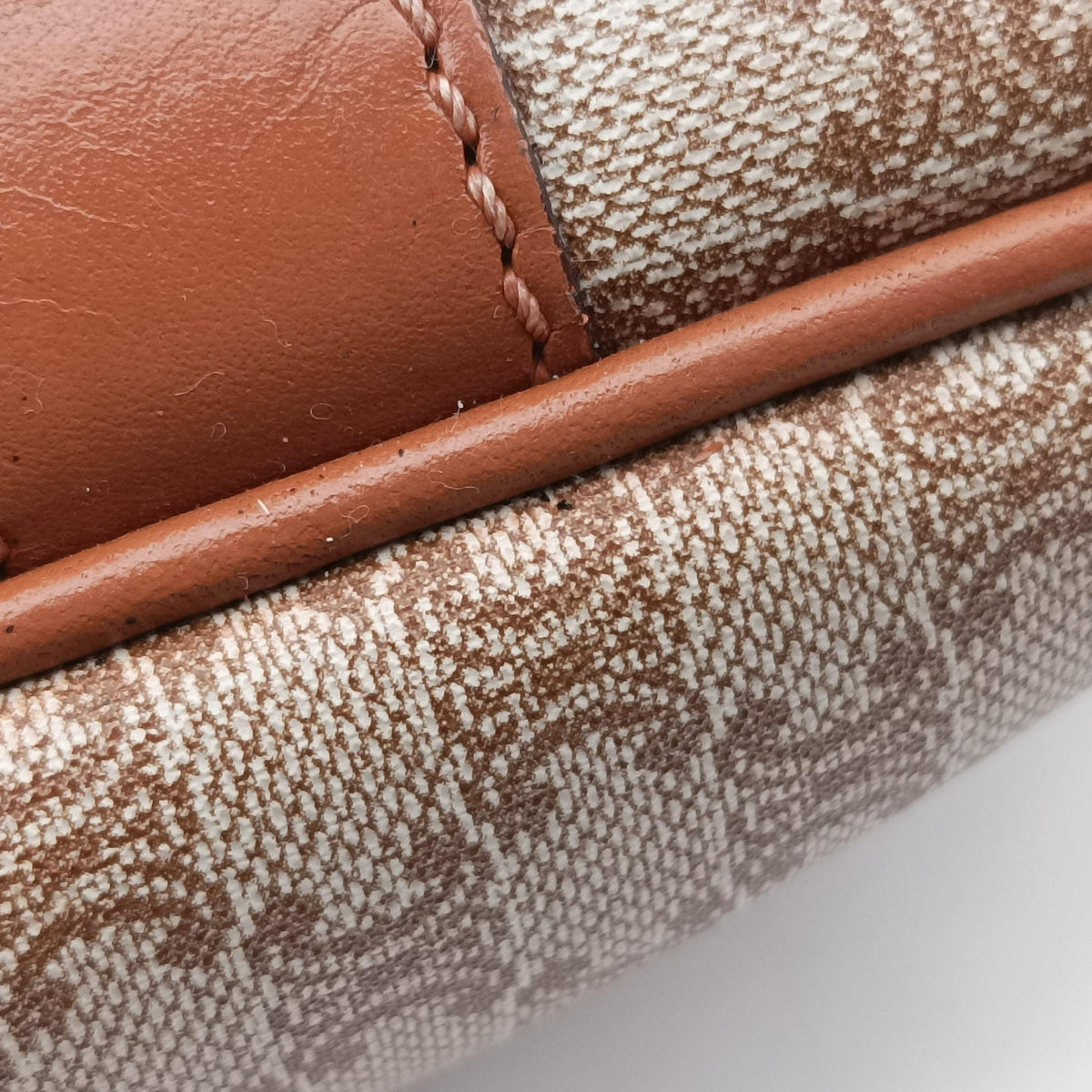 Pre-owned Celine Macadam pattern Beige×brown PVC-coated canvas×leather  handbag | stylenewstar