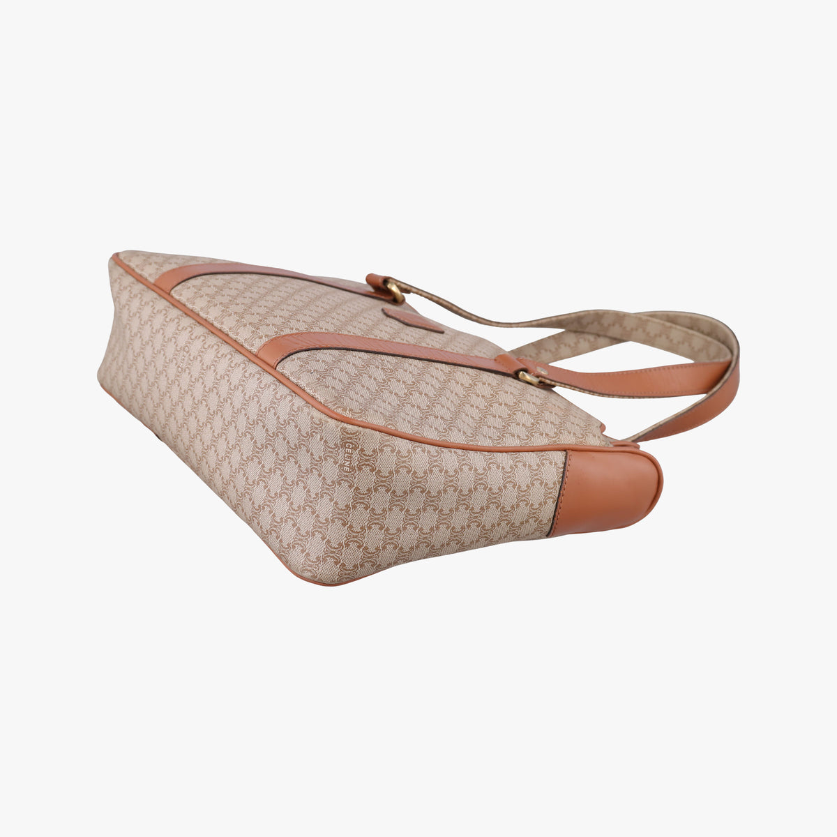 Pre-owned Celine Macadam pattern Beige×brown PVC-coated canvas×leather  handbag | stylenewstar
