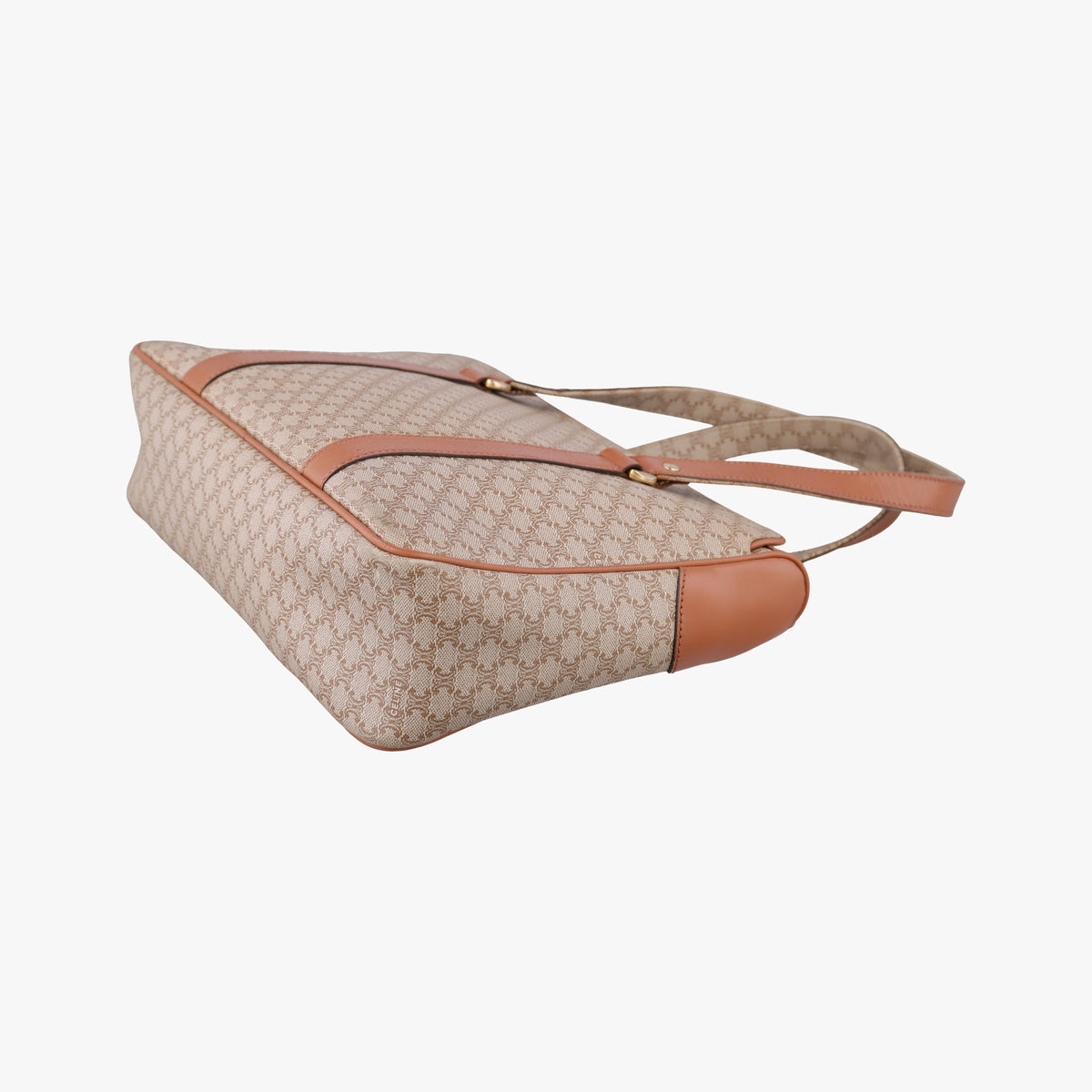 Pre-owned Celine Macadam pattern Beige×brown PVC-coated canvas×leather  handbag | stylenewstar