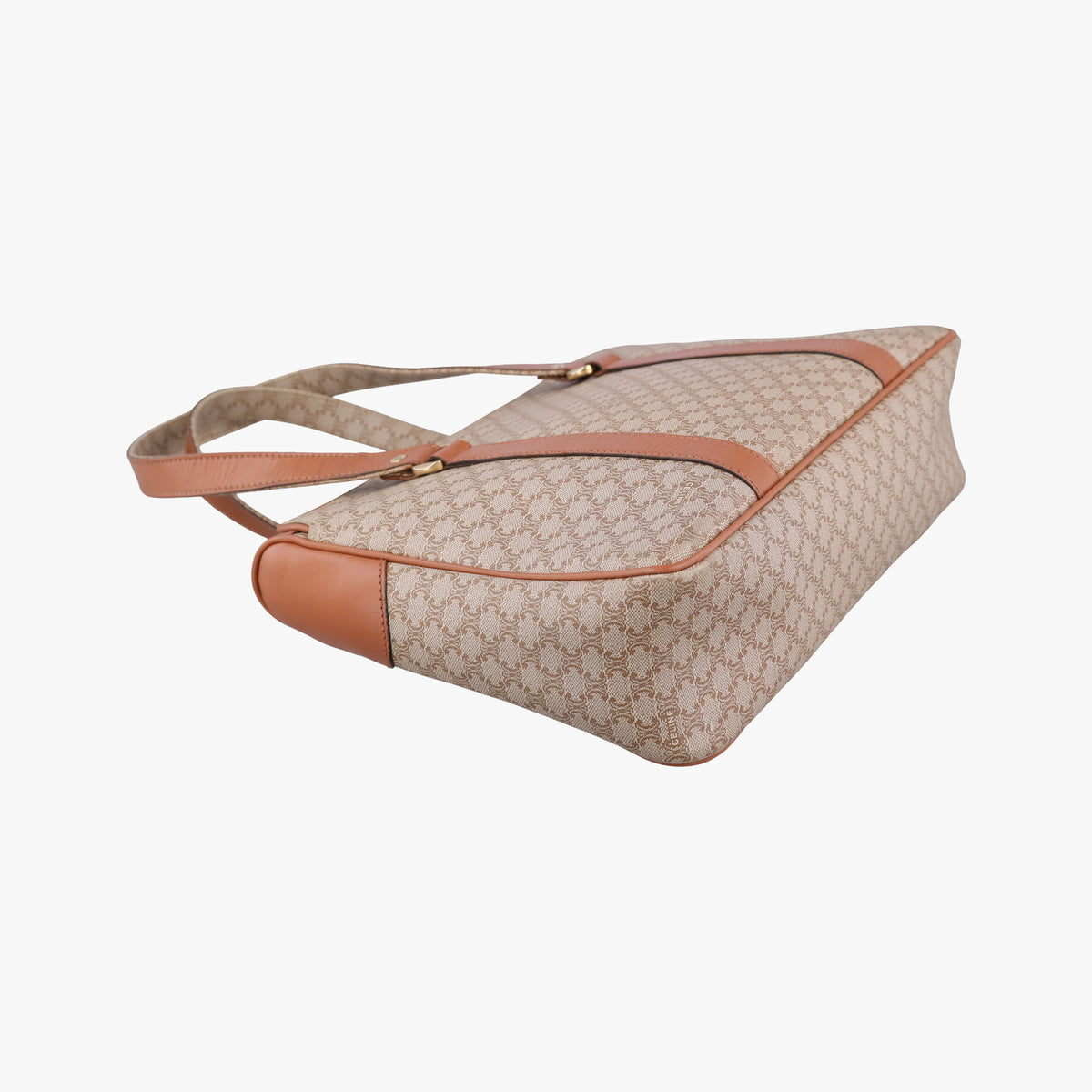 Pre-owned Celine Macadam pattern Beige×brown PVC-coated canvas×leather  handbag | stylenewstar