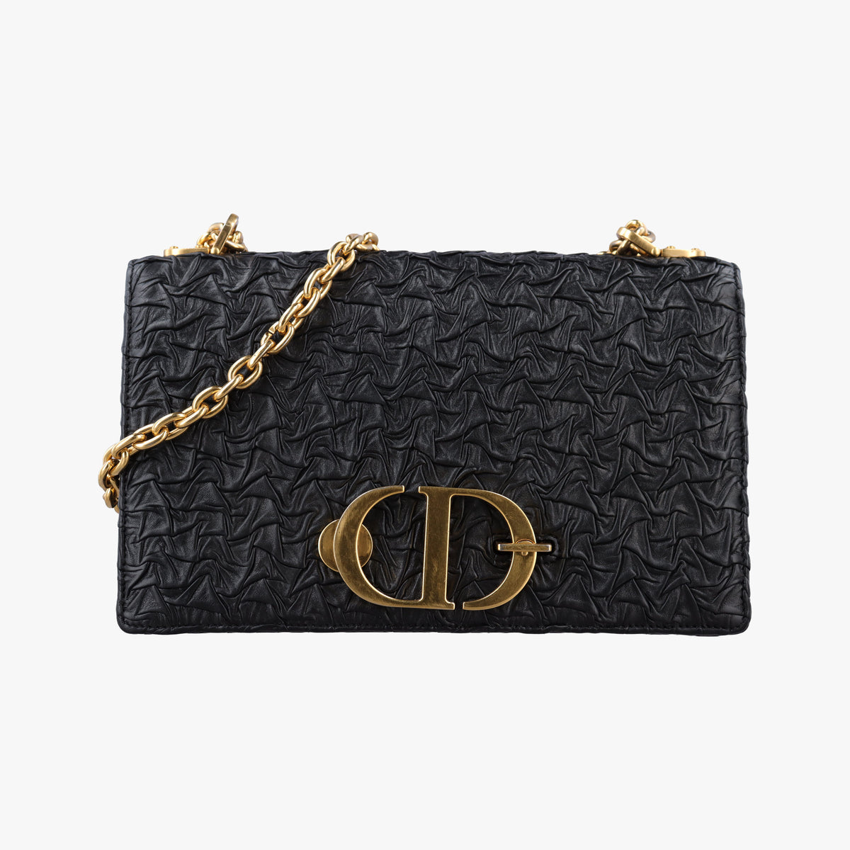 Pre-owned Christian Dior 30 Montaigne Black Leather  shoulderbag | stylenewstar