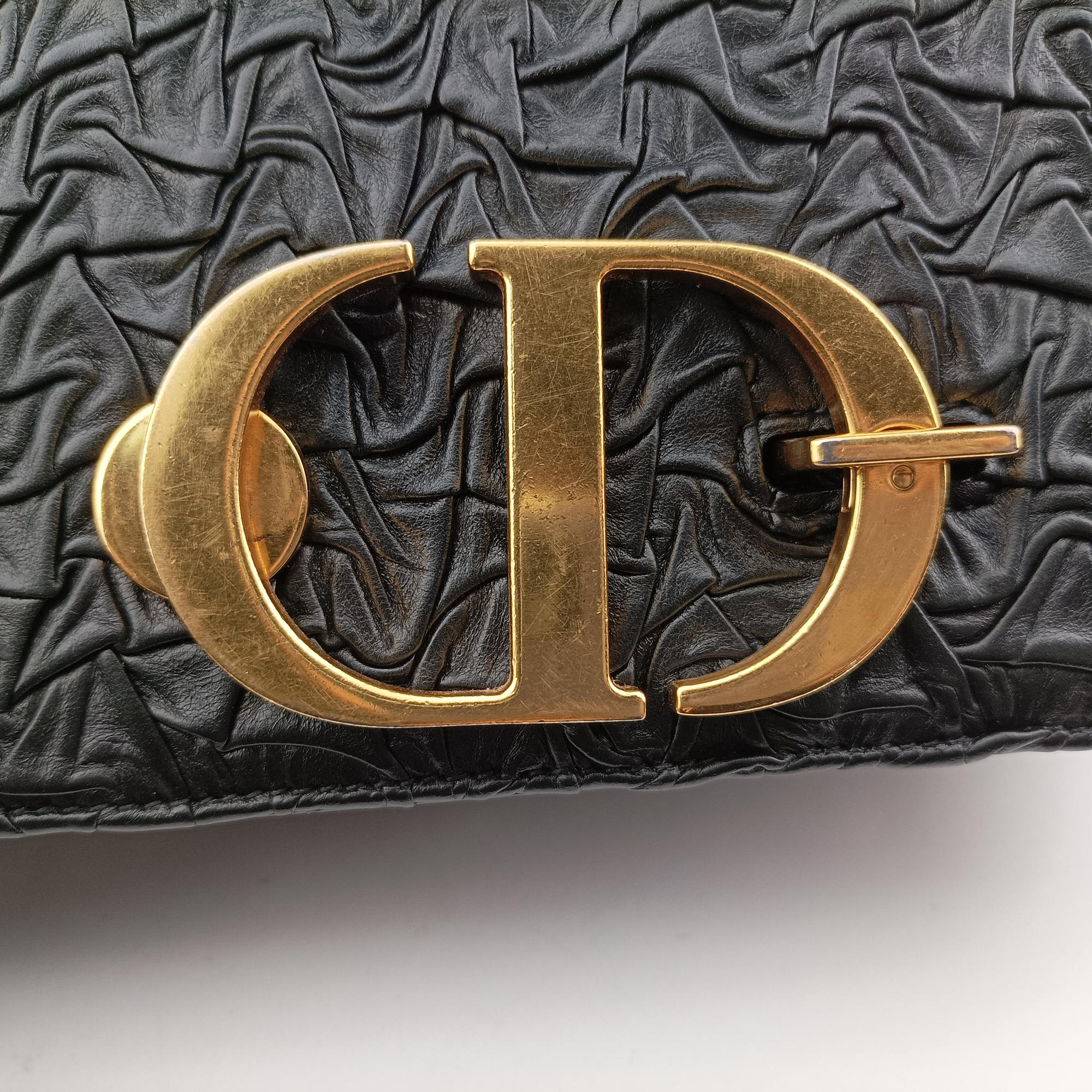 Pre-owned Christian Dior 30 Montaigne Black Leather  shoulderbag | stylenewstar