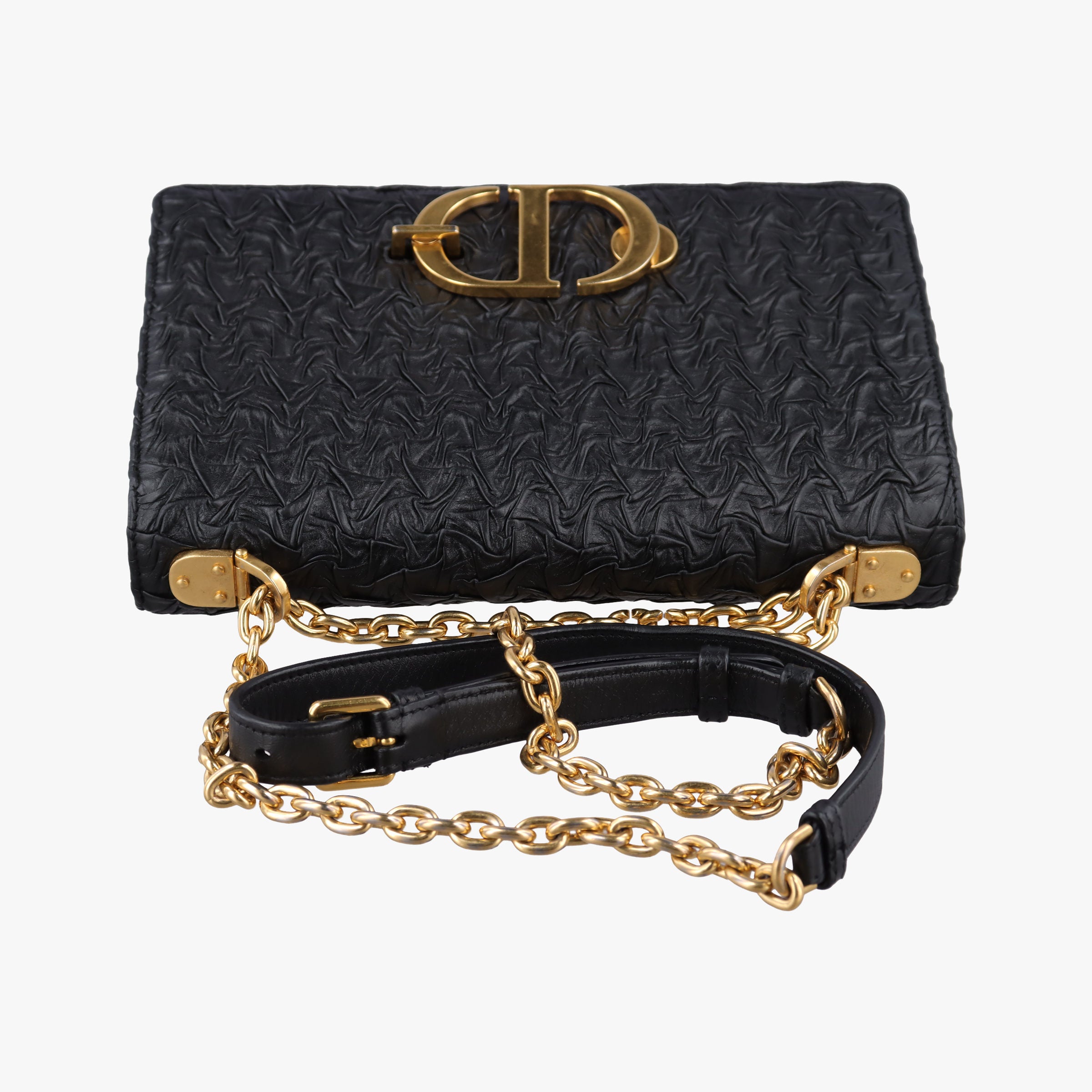 Pre-owned Christian Dior 30 Montaigne Black Leather  shoulderbag | stylenewstar