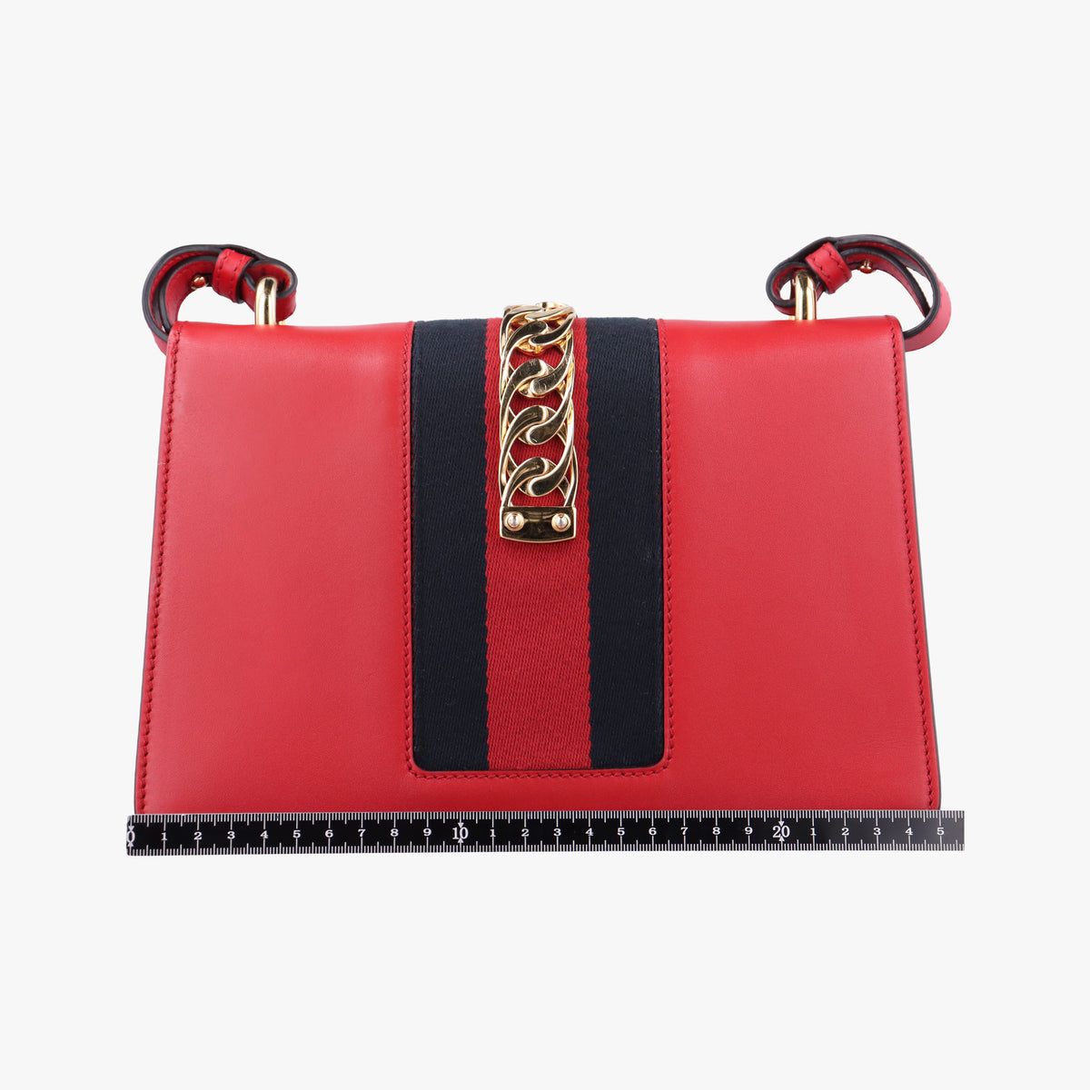 Pre-owned Gucci Sylvie Red×navy Leather 421882 shoulderbag | stylenewstar