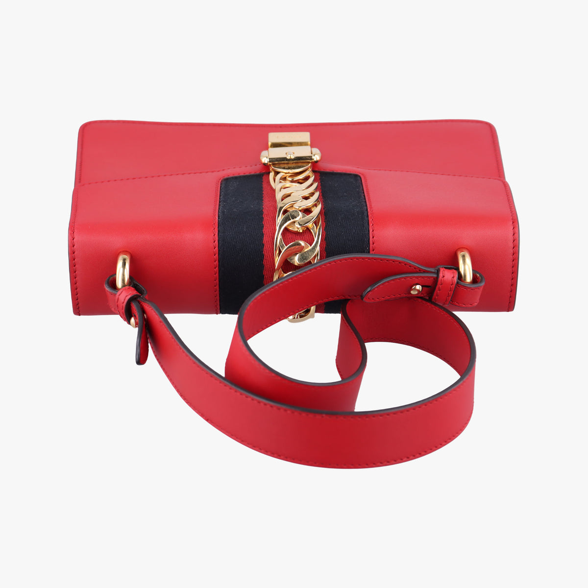Pre-owned Gucci Sylvie Red×navy Leather 421882 shoulderbag | stylenewstar
