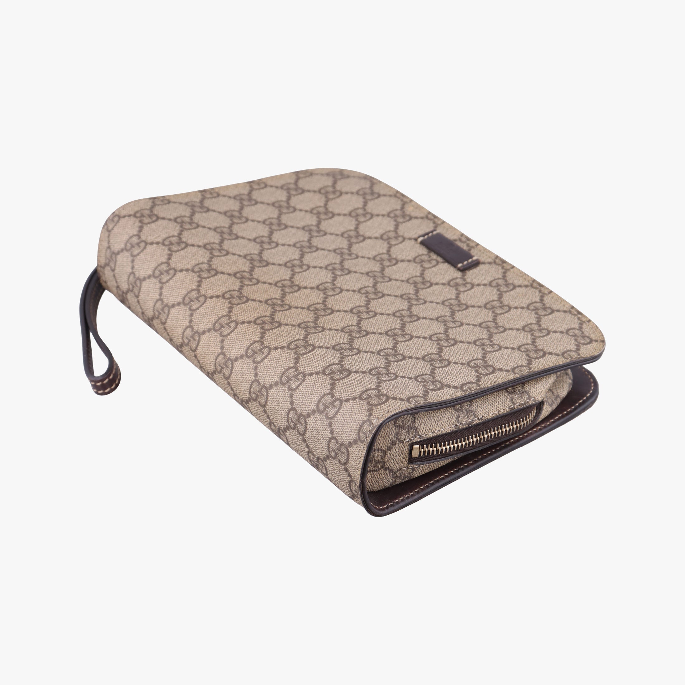 Pre-owned Gucci GG Supreme Beige x Brown PVC coated canvas 201755 clutchbag | stylenewstar