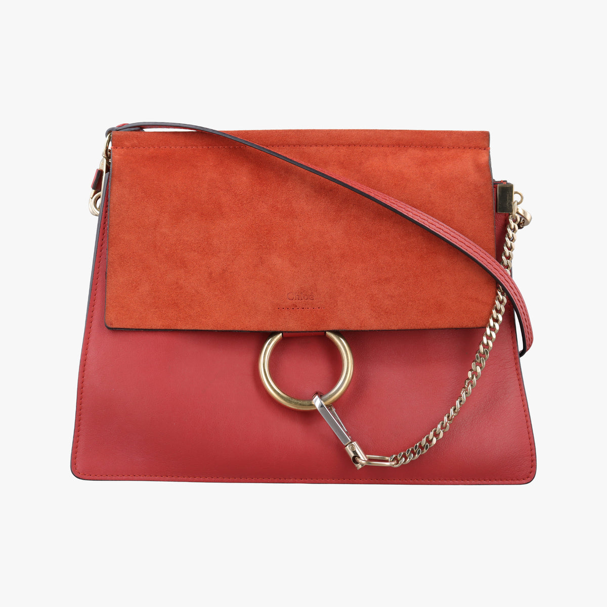 Pre-owned Chloe FAYE Red Leather × suede  shoulderbag | stylenewstar