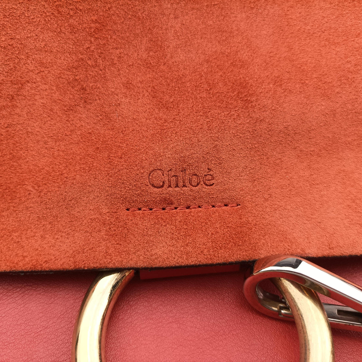 Pre-owned Chloe FAYE Red Leather × suede  shoulderbag | stylenewstar