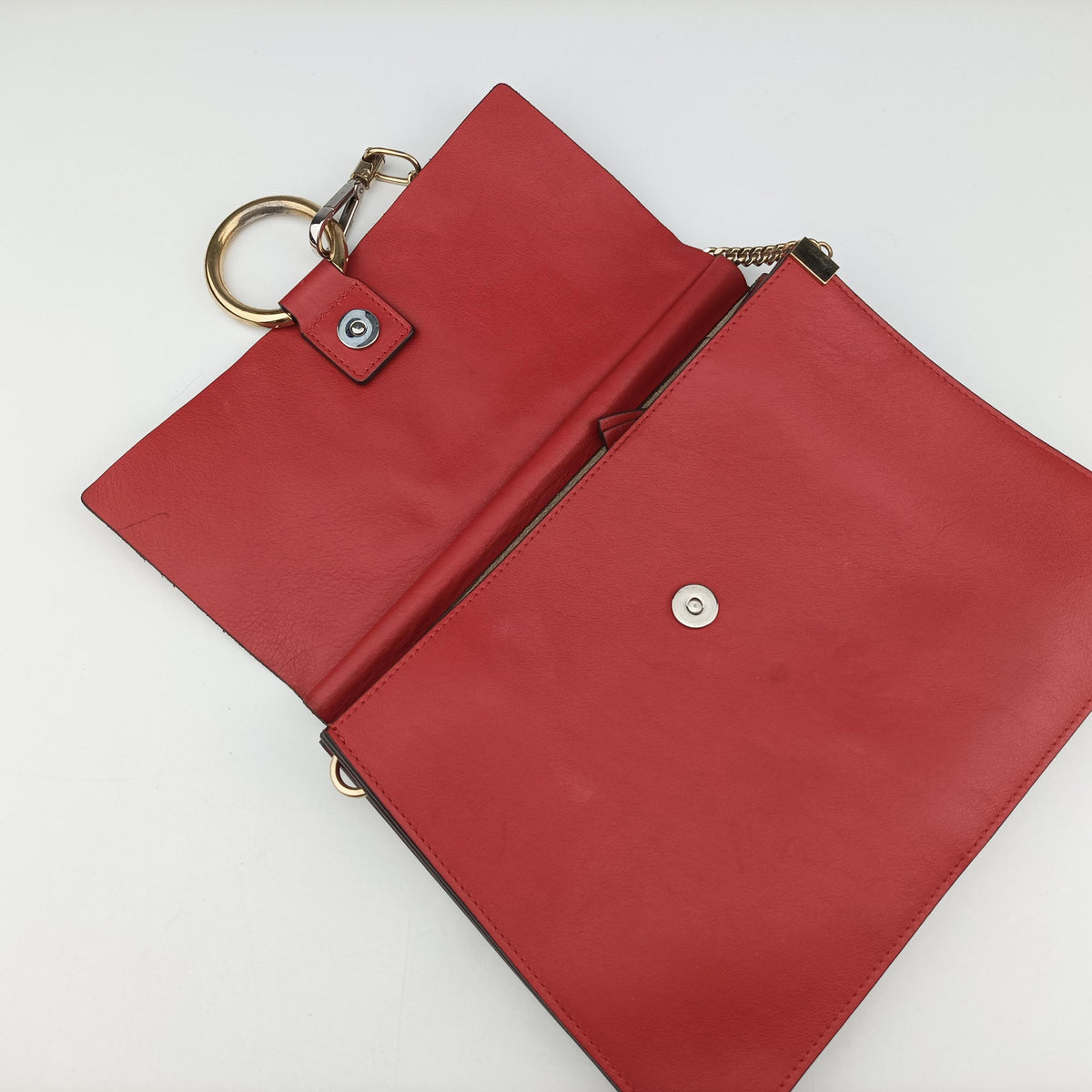 Pre-owned Chloe FAYE Red Leather × suede  shoulderbag | stylenewstar